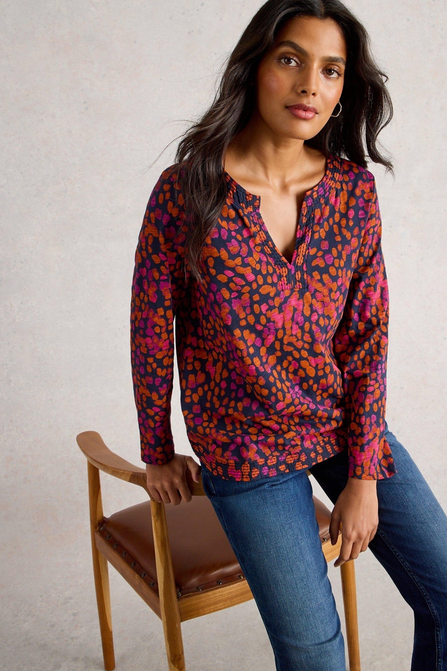 WEAVER NOTCH LS TEE NAVY MULTI 1