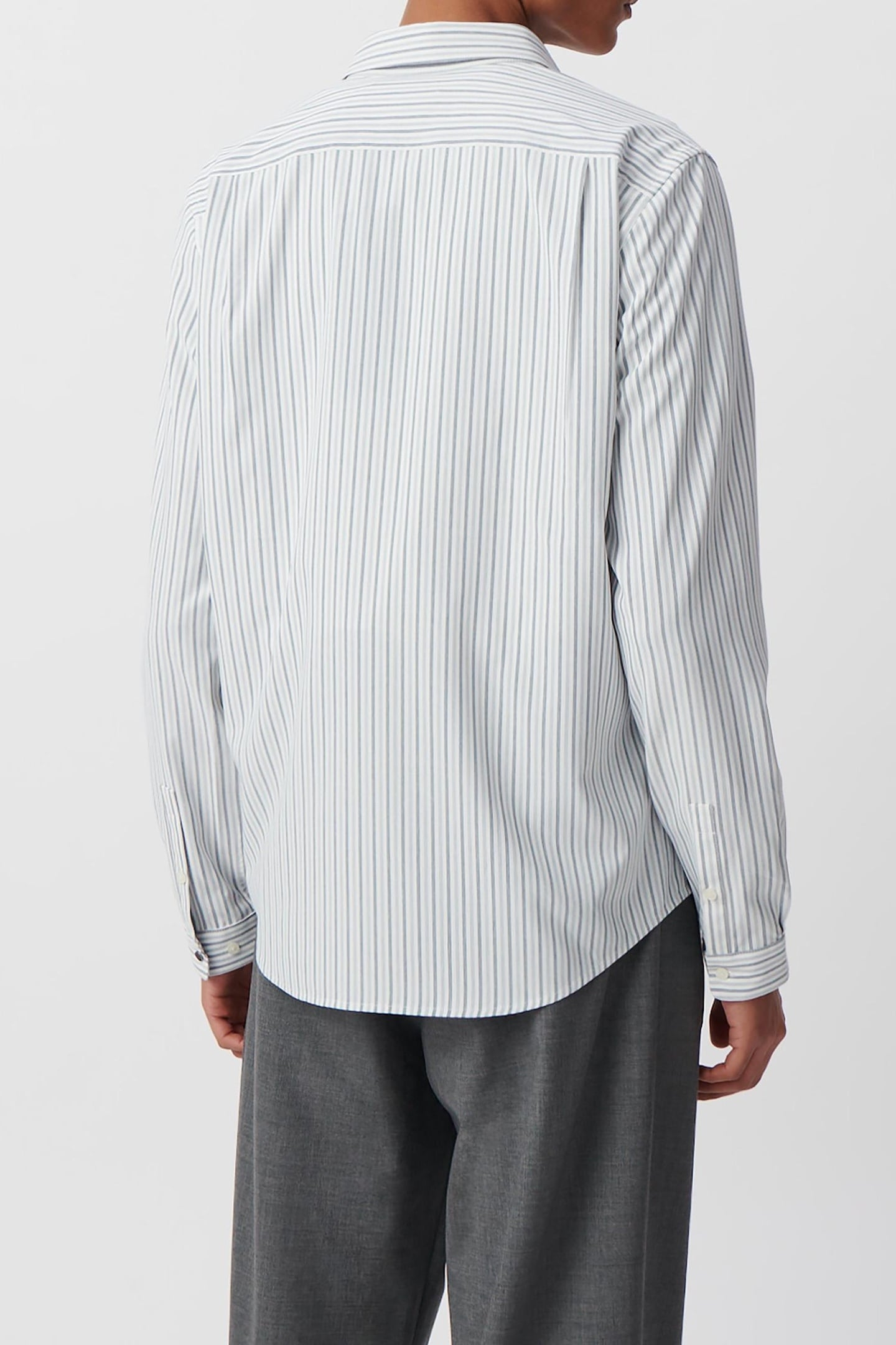 WHITE SEAWOOL® REGULAR SHIRT WITH NAVY STRIPES 3