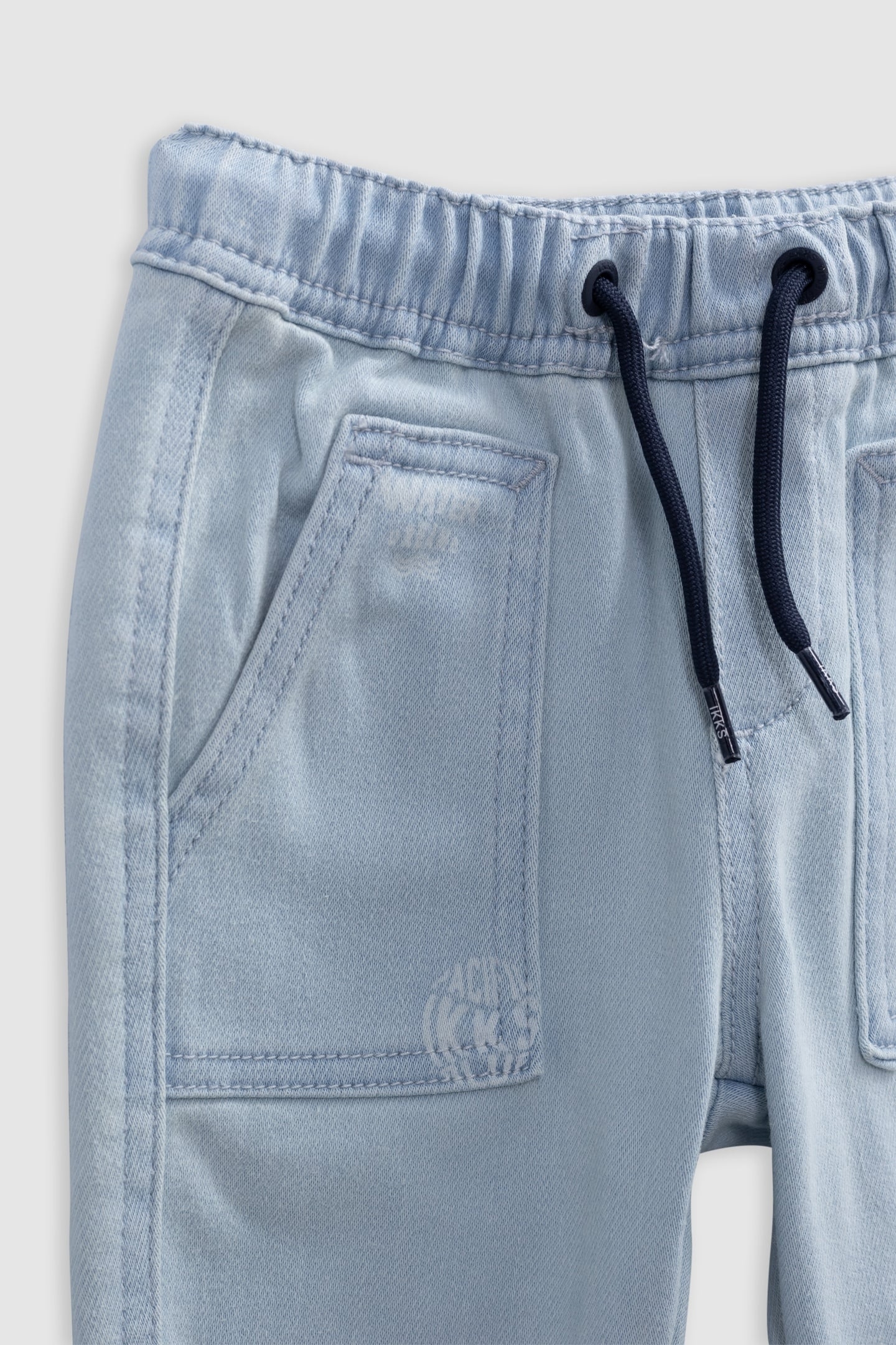 BLUE MAXI JEANS WITH ELASTICATED WAISTBAND AND POCKETS 3