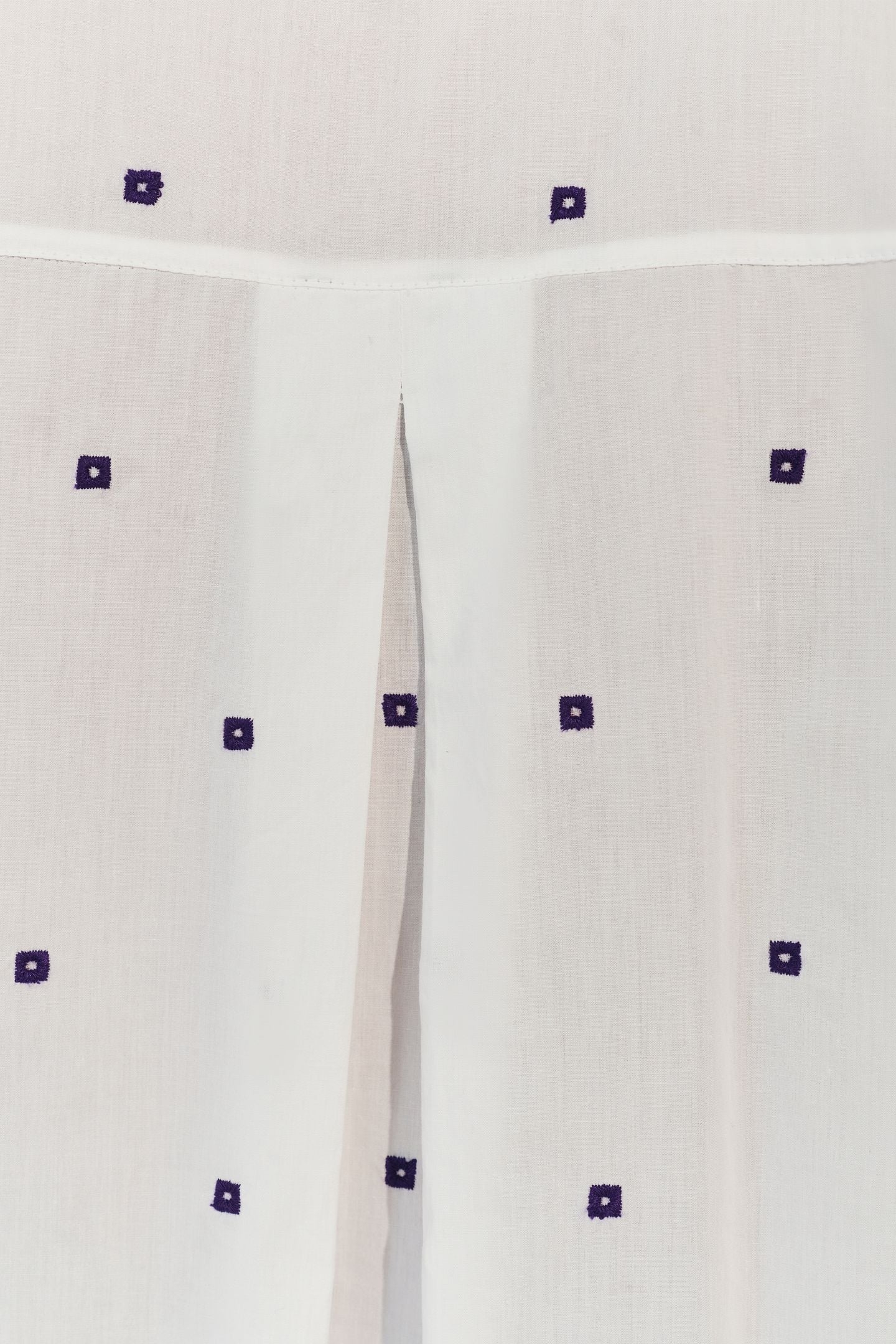 CELESTE - ECRU SHIRT WITH SMALL PURPLE SQUARE EMBROIDERY 7