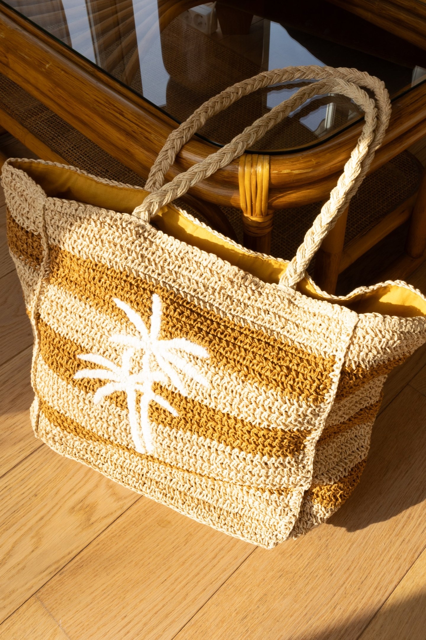 PALM STRIPED THE BAG OCHRE 6