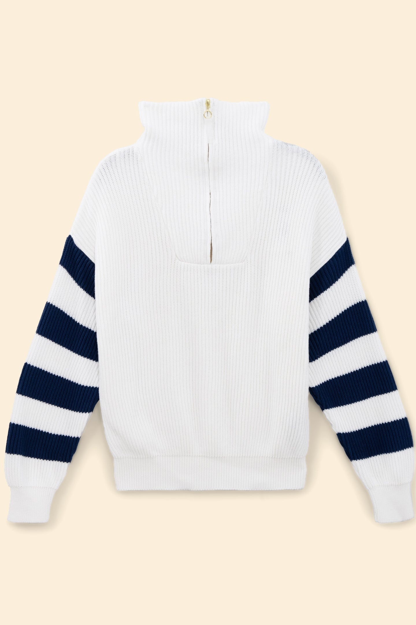 WHITE TRUCKER SWEATER KNIT STRIPED SLEEVES OFF-WHITE 5