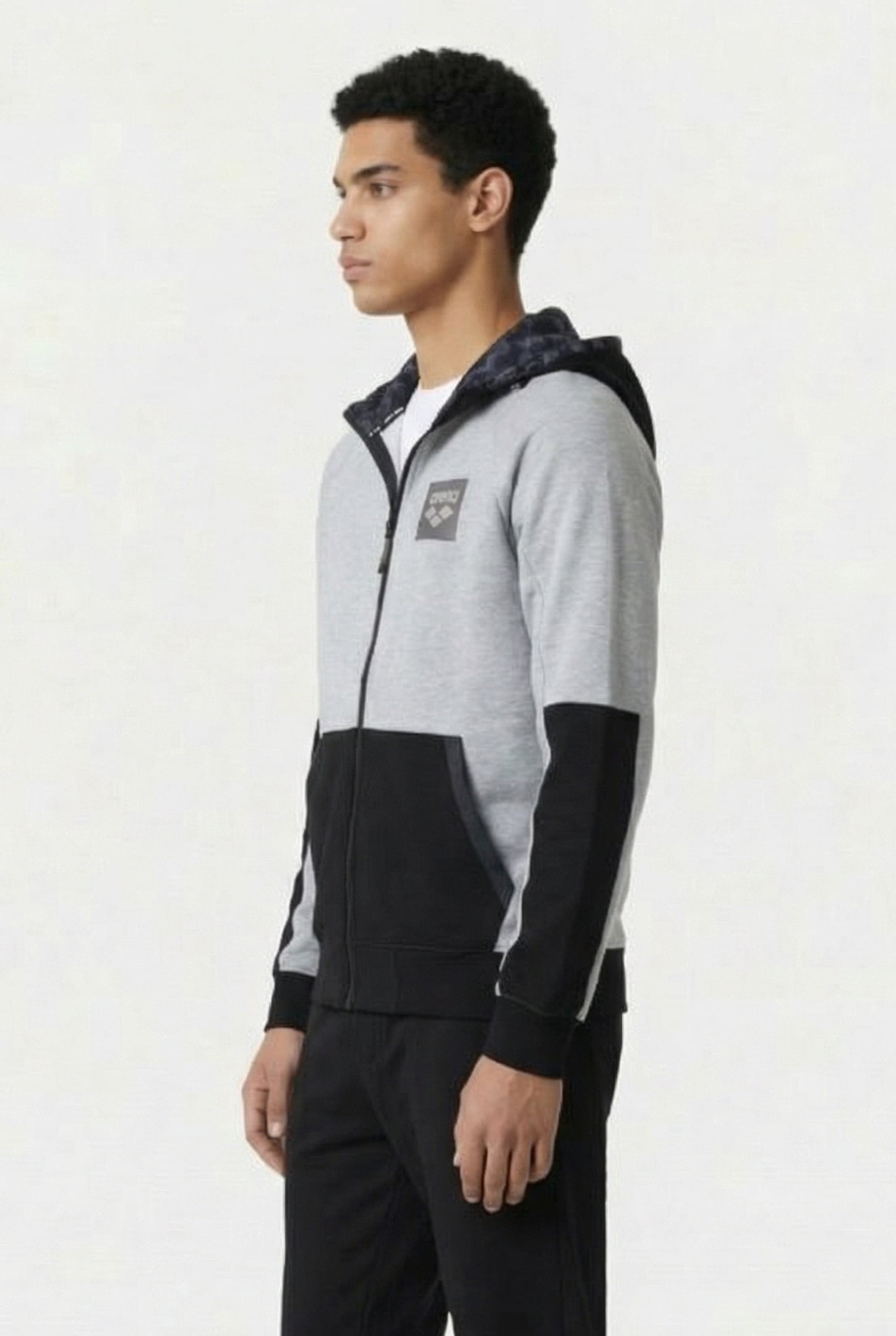 MAN HOODIE FULL ZIP LIGHT GREY MELANGE 3