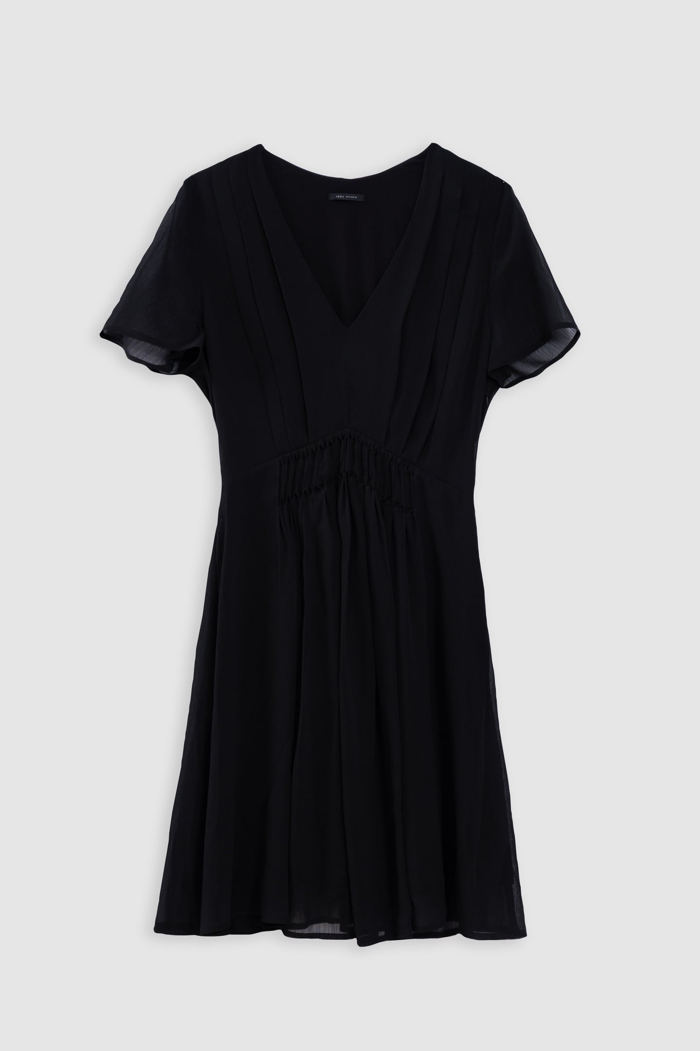 BLACK DRESS WITH PLEATED WAIST DETAIL 4