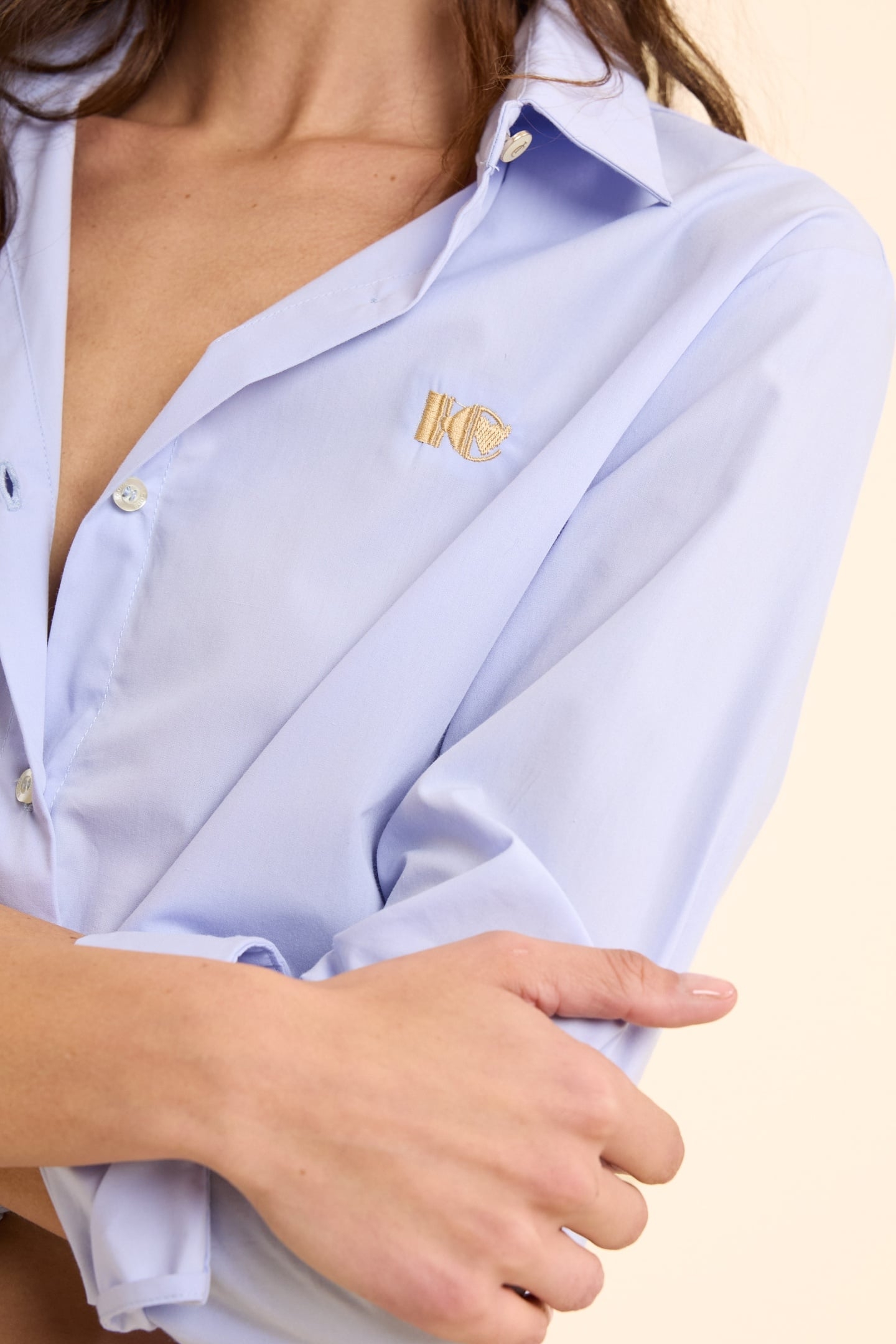 SKY BLUE SHIRT WITH MONOGRAM EMBROIDERY SKY BLUE 6