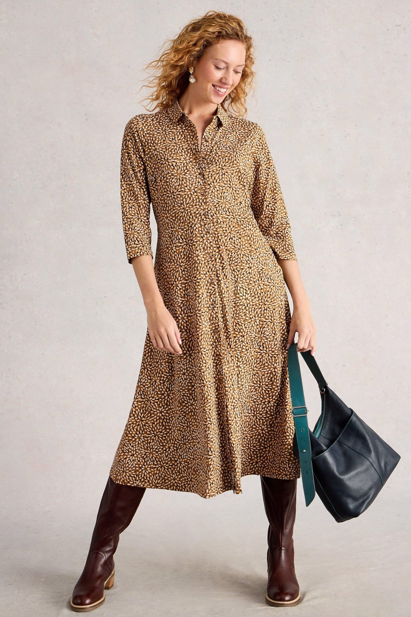 RUA JERSEY SHIRT DRESS CHARTREUSE PRINT 1