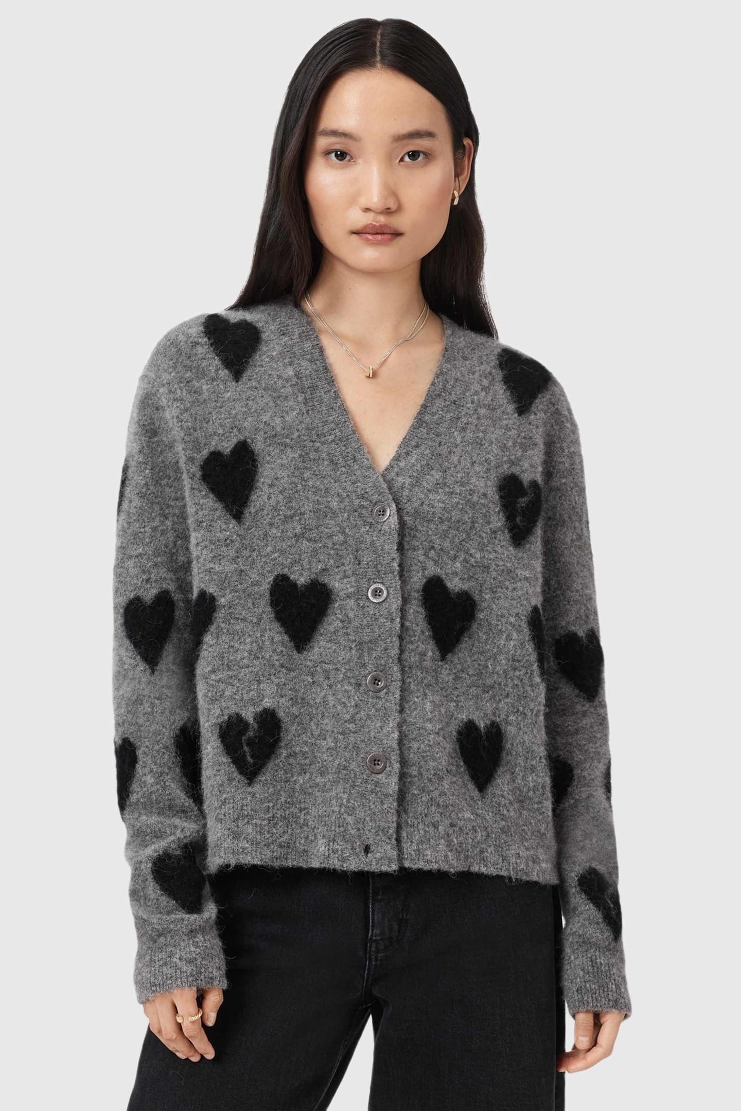 AMORA CARDIGAN GREY/BLACK 1