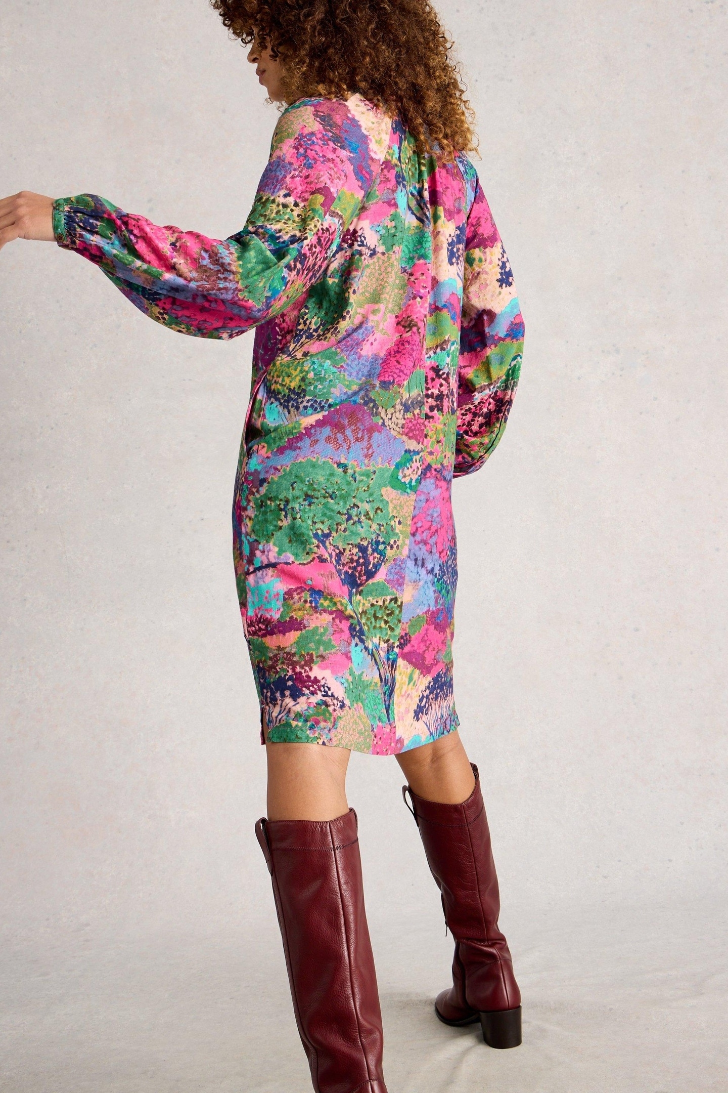 CERYS COCOON DRESS PINK MULTI 2