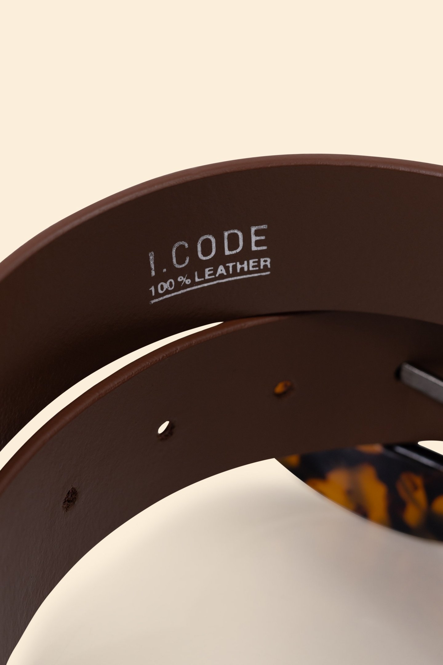 CAMEL LEATHER VELOUR BELT WITH TORTOISESHELL BUCKLE CAMEL 4