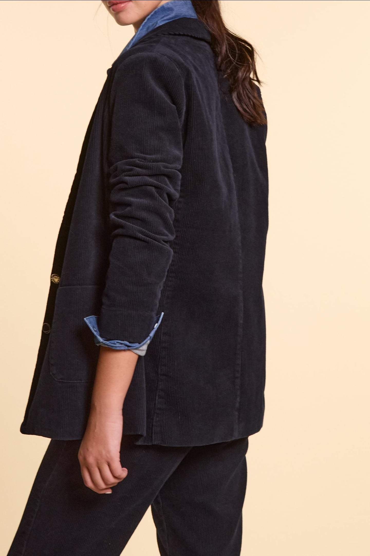 NAVY CORDUROY SUIT JACKET MARINE 3