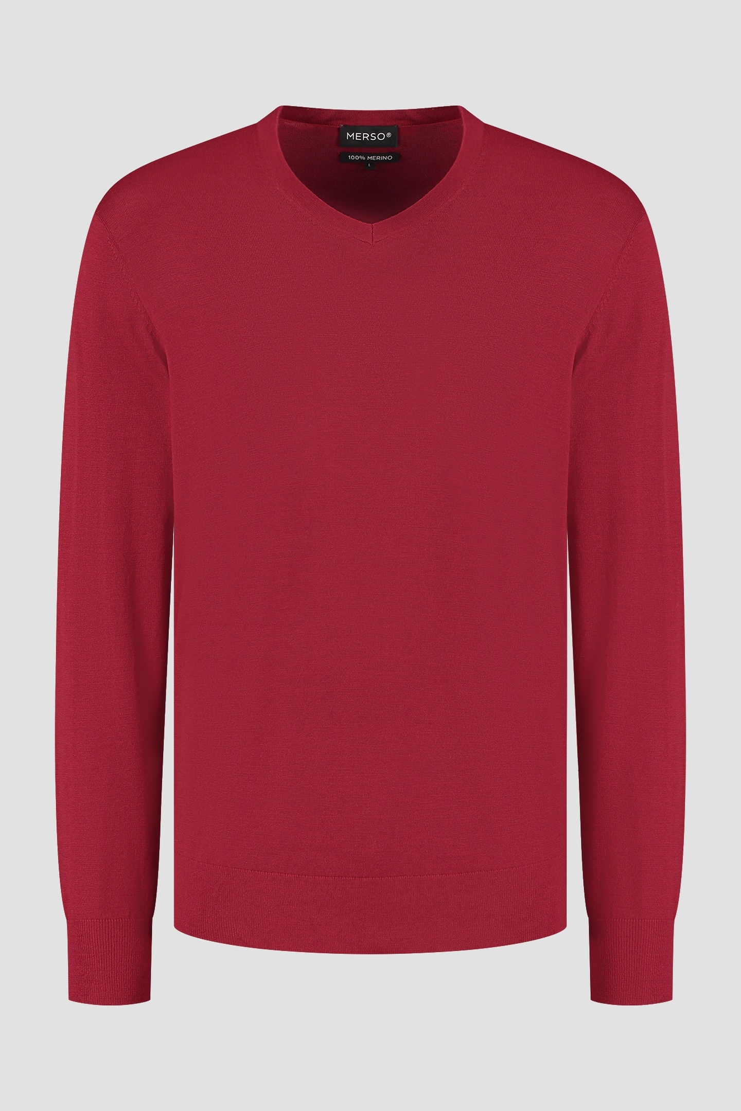 V NECK100% MERINO EMBER RED 4