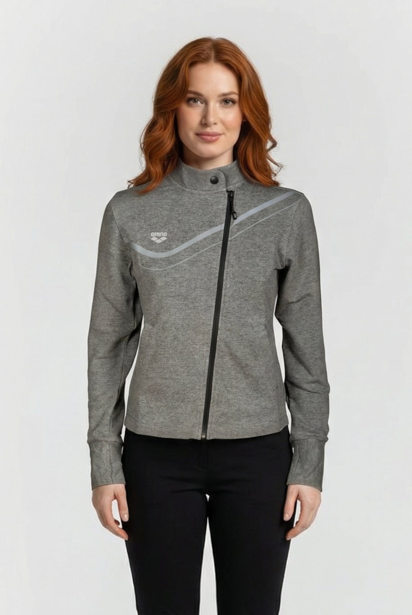 W ASYMMETRIC F/Z JACKET DARK GREY MELANGE 1