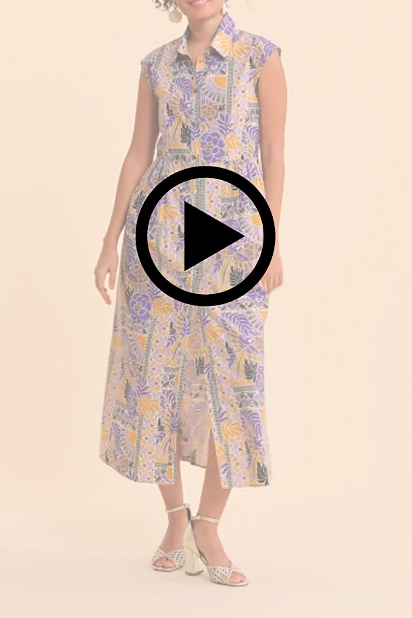 MAUVE LONG SHIRT-DRESS WITH PARROT PRINT PARMA 4