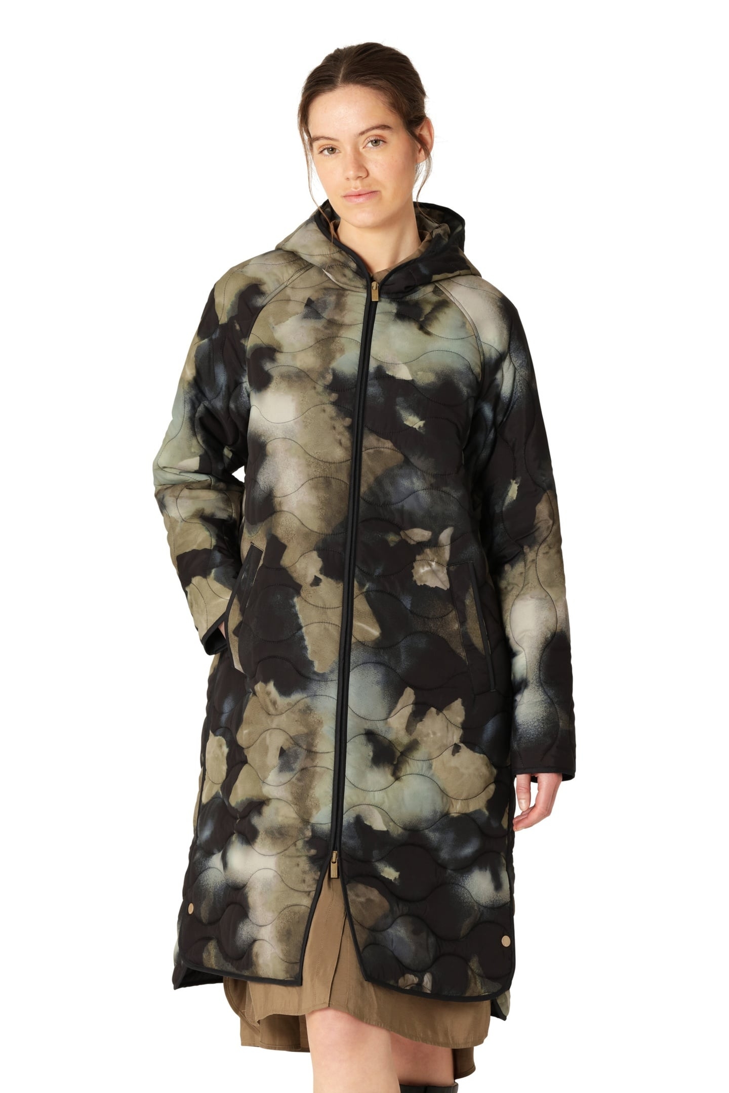 RAIN&OUTERWEAR QUILTED08P MOSS PRINT 1