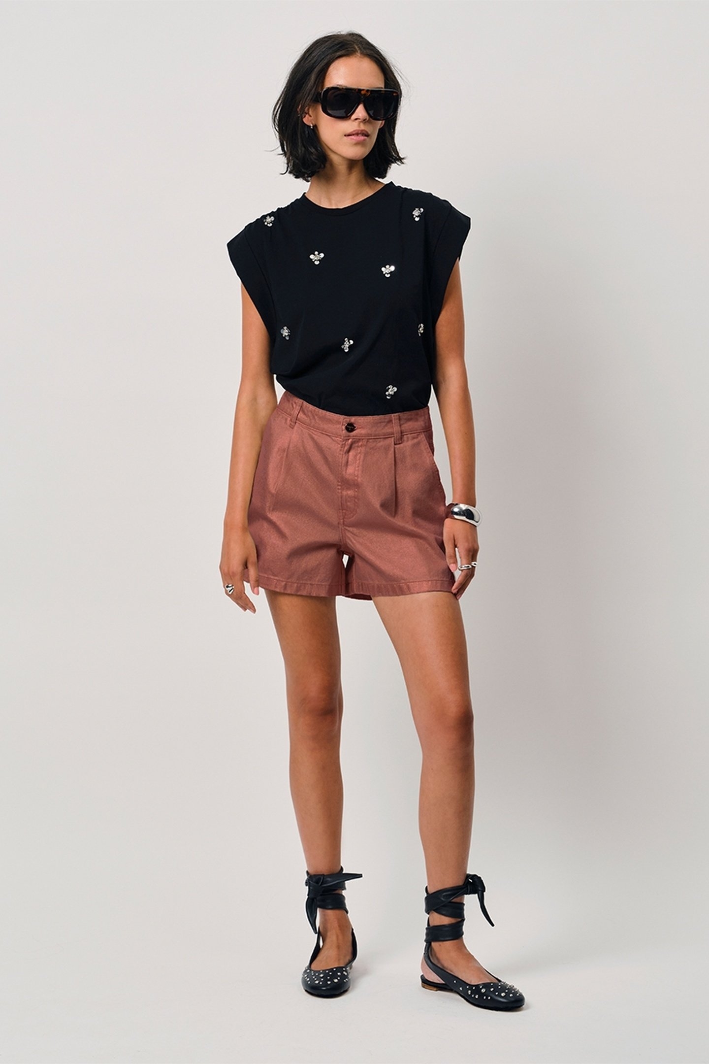 VERALYN METALLIC JEANS SHORTS ROSE METALLIC 1