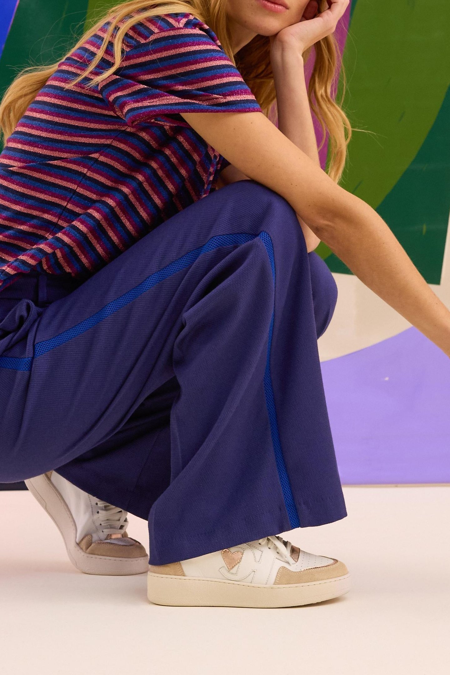 INDIGO HONEYCOMB KNIT JOGGING PANTS INDIGO 1