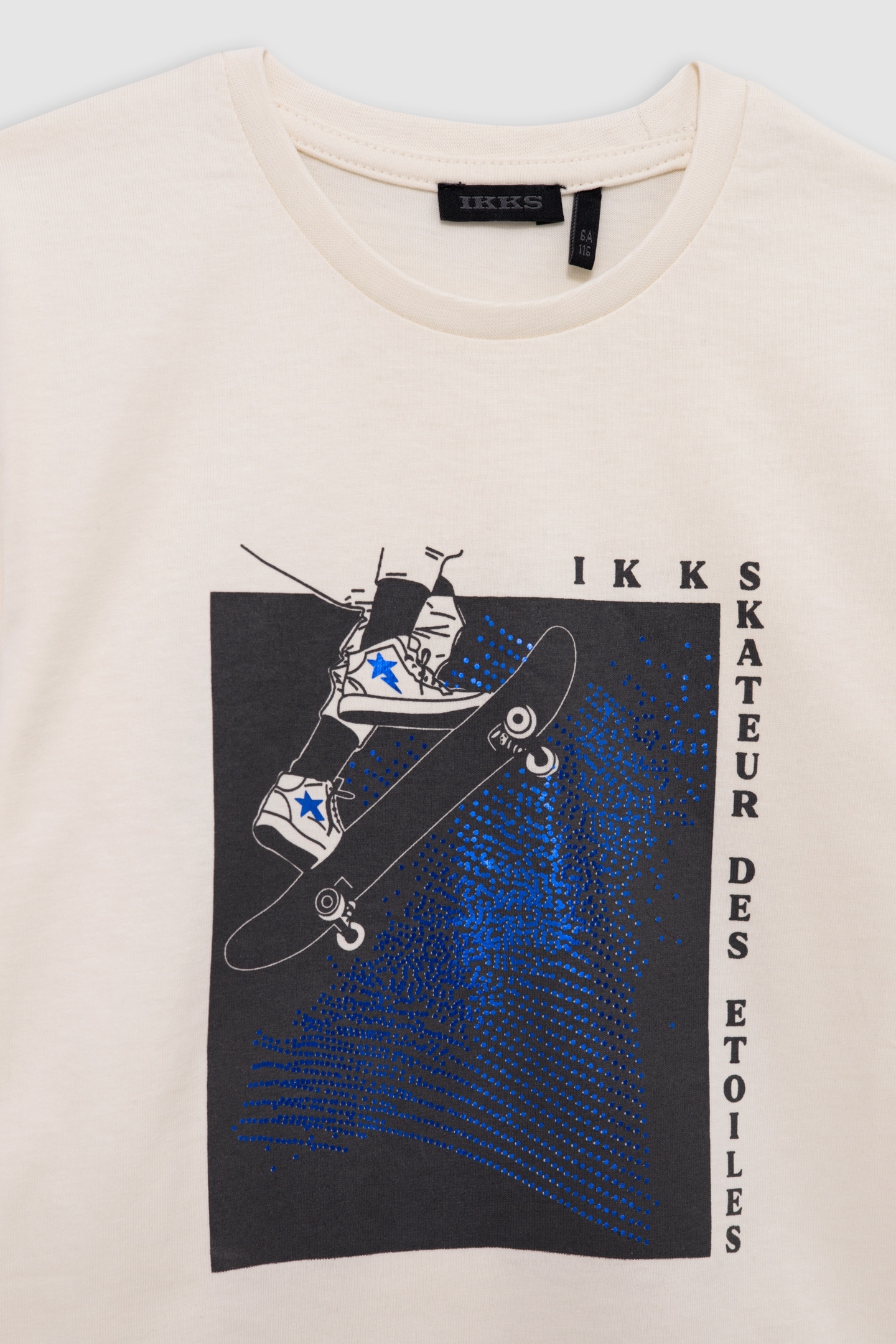 T-SHIRT ECRU ORGANIC COTTON VISUAL SKATER MILLAR BLUE BOY 3