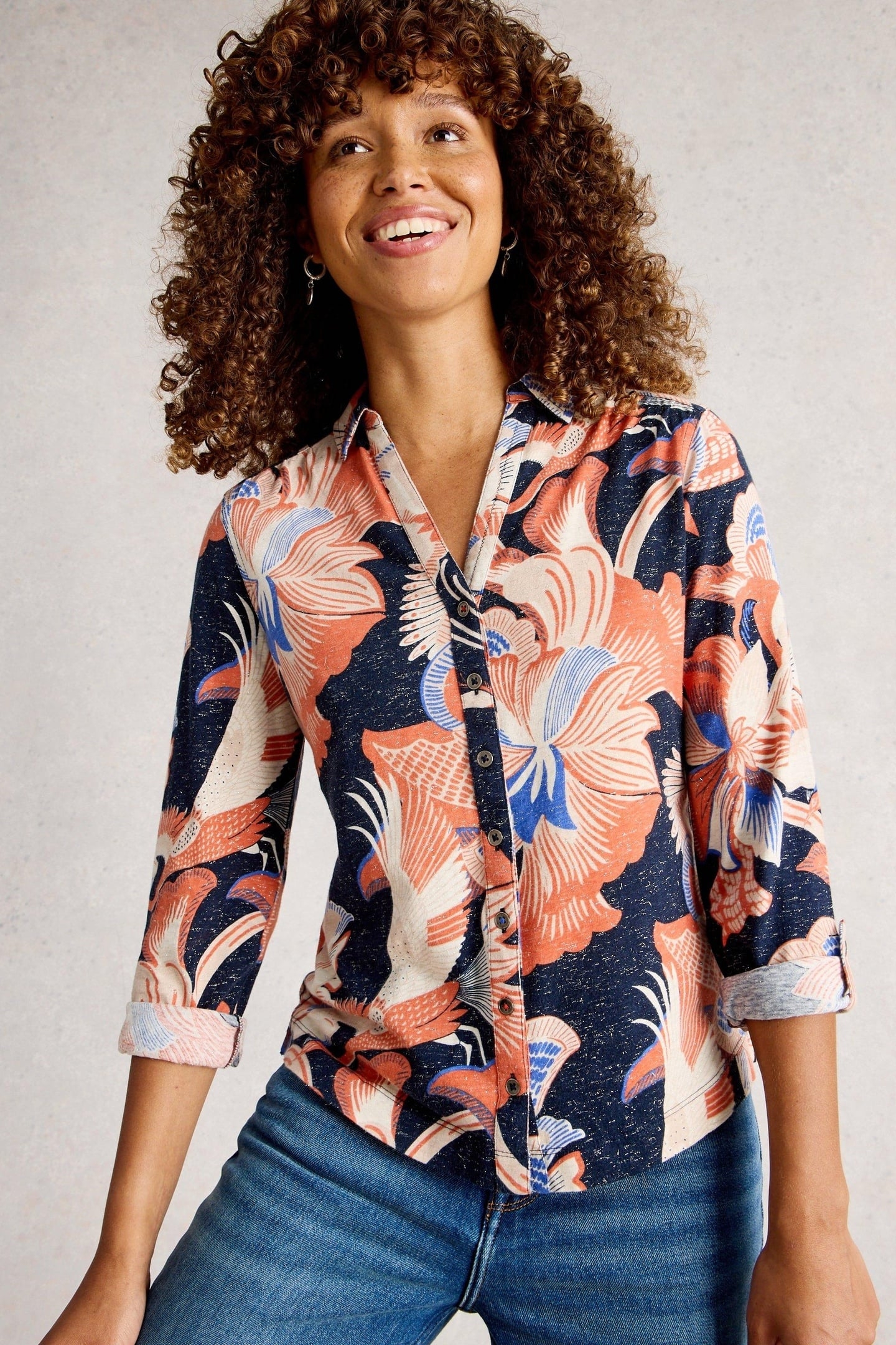 ANNIE PRINTED SPARKLE SHIRT NAVY PRINT 2