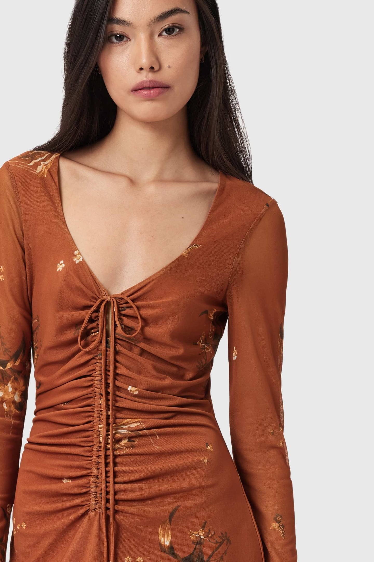 GABBY LS MESH DRESS ANIA RUST BROWN 6