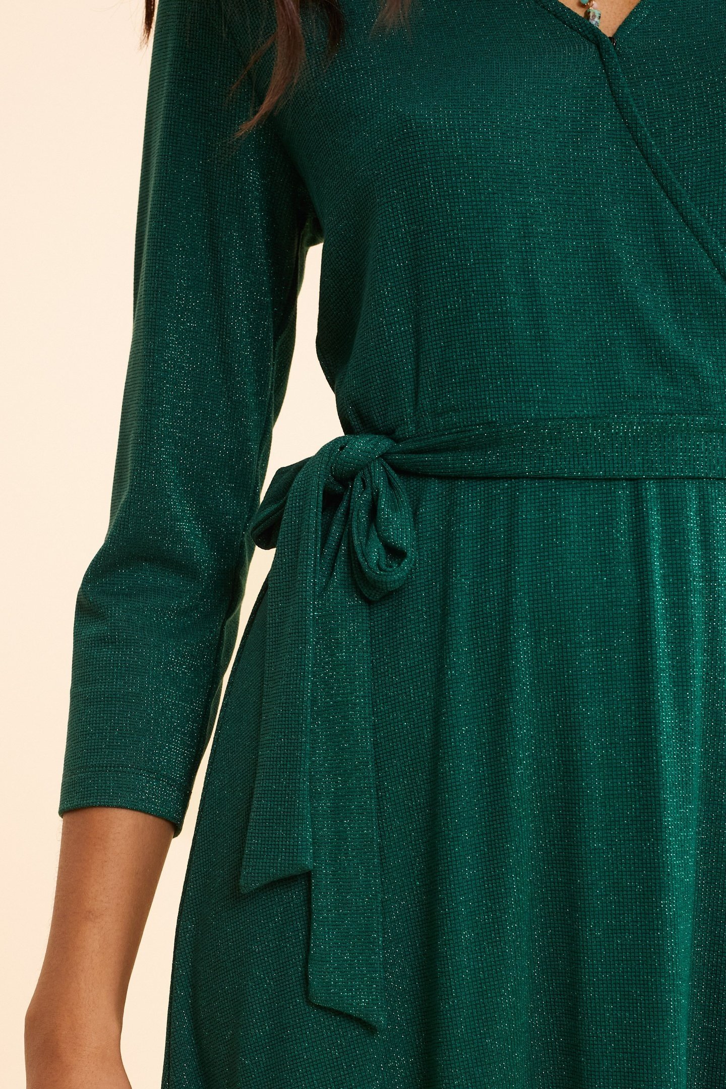 GREEN LUREX WAFFLE KNIT DRESS GREEN 5
