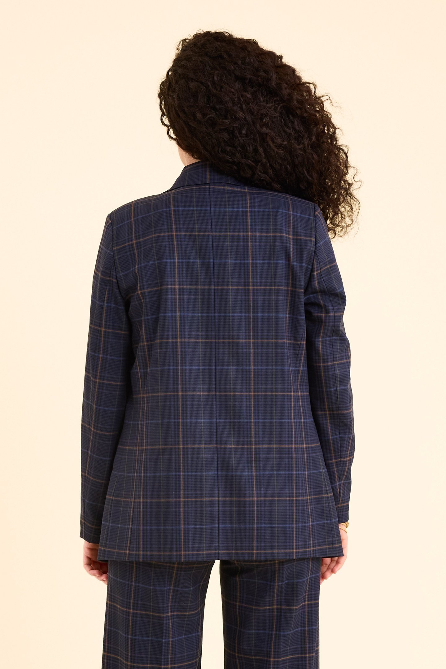 NAVY CHECK SUIT JACKET MARINE 4