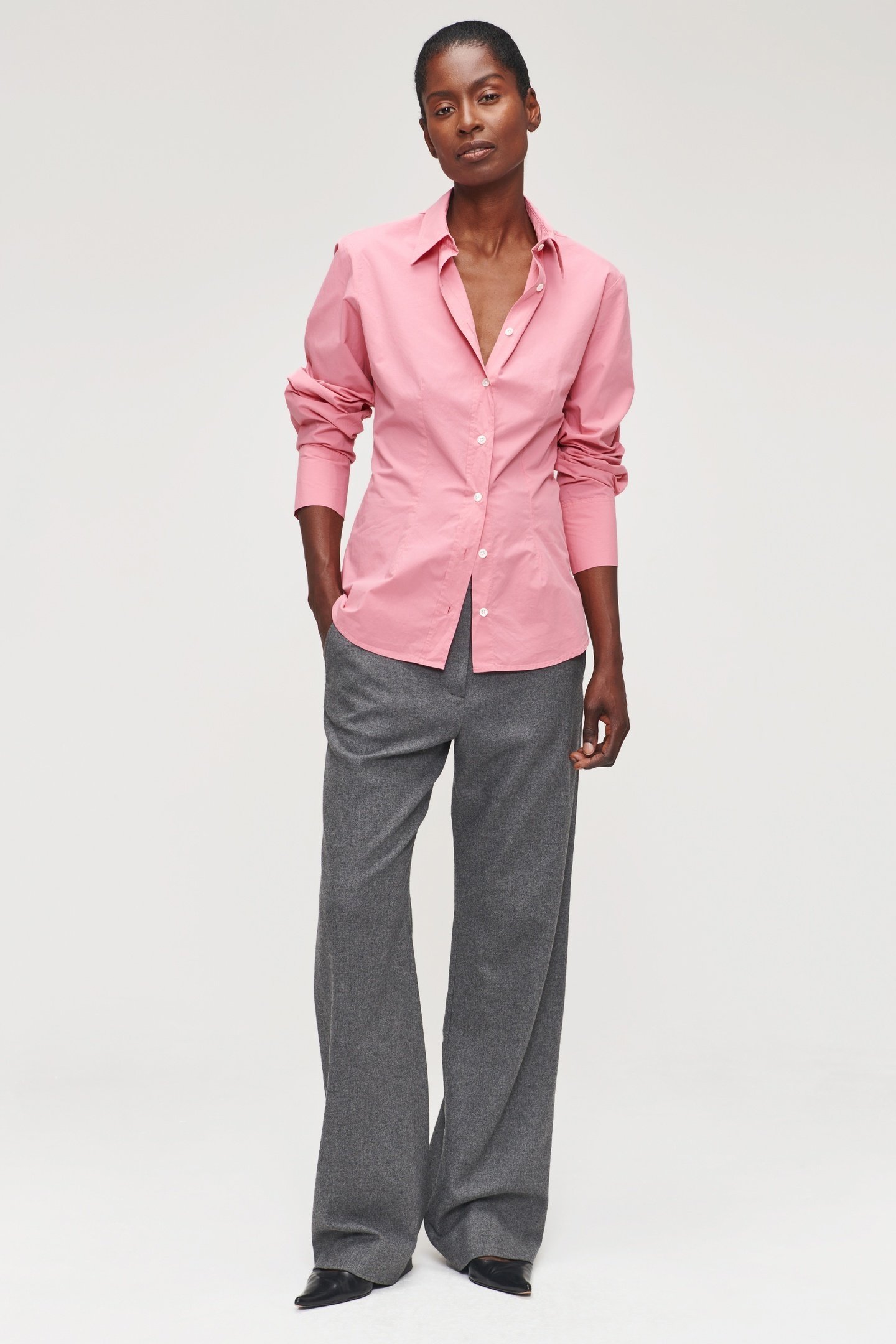 ORG COTTON FITTED SHIRT PINK 1