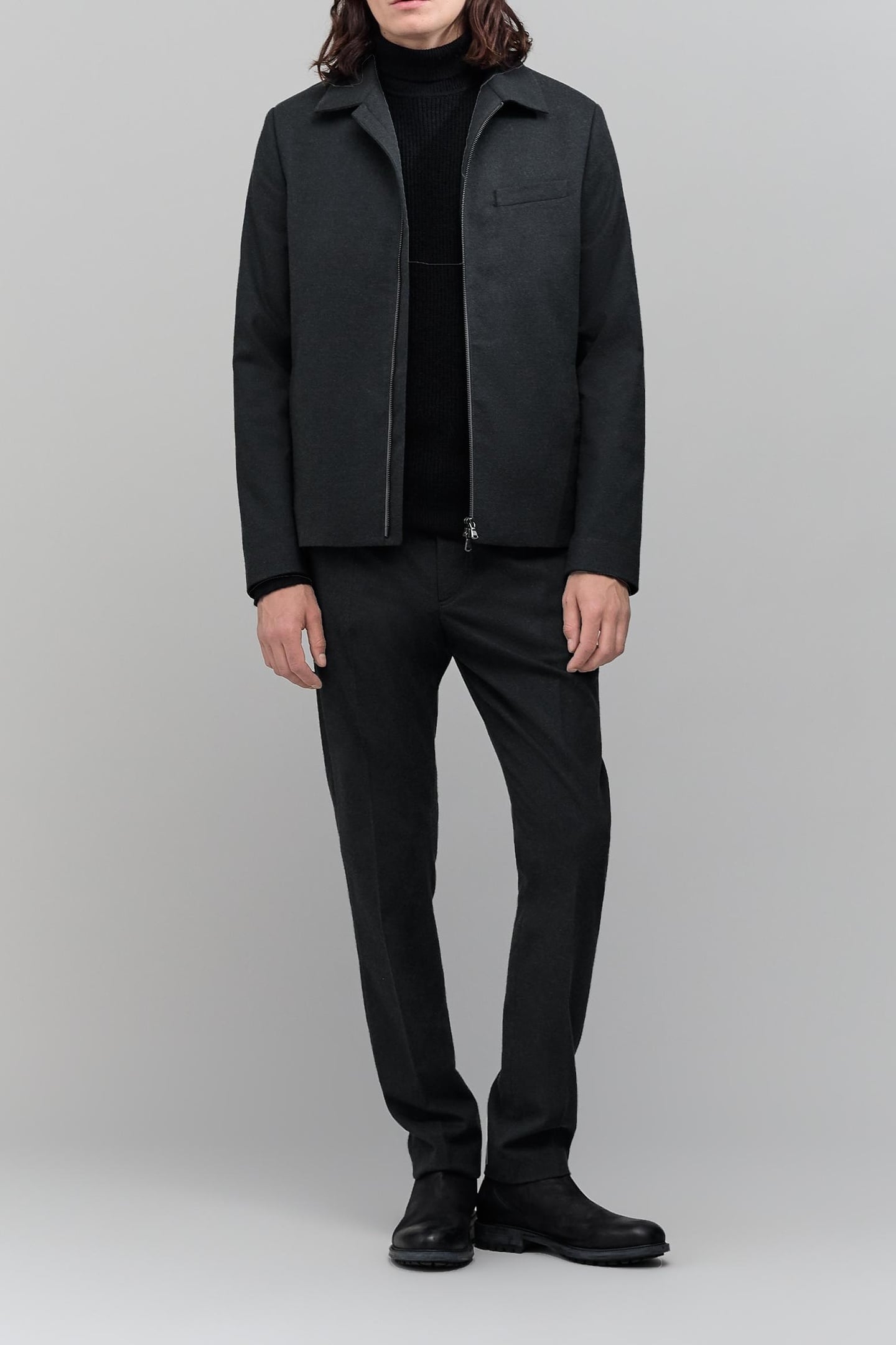 ANTHRACITE PANTS WITH ELASTIC WAISTBAND FOR MEN 1