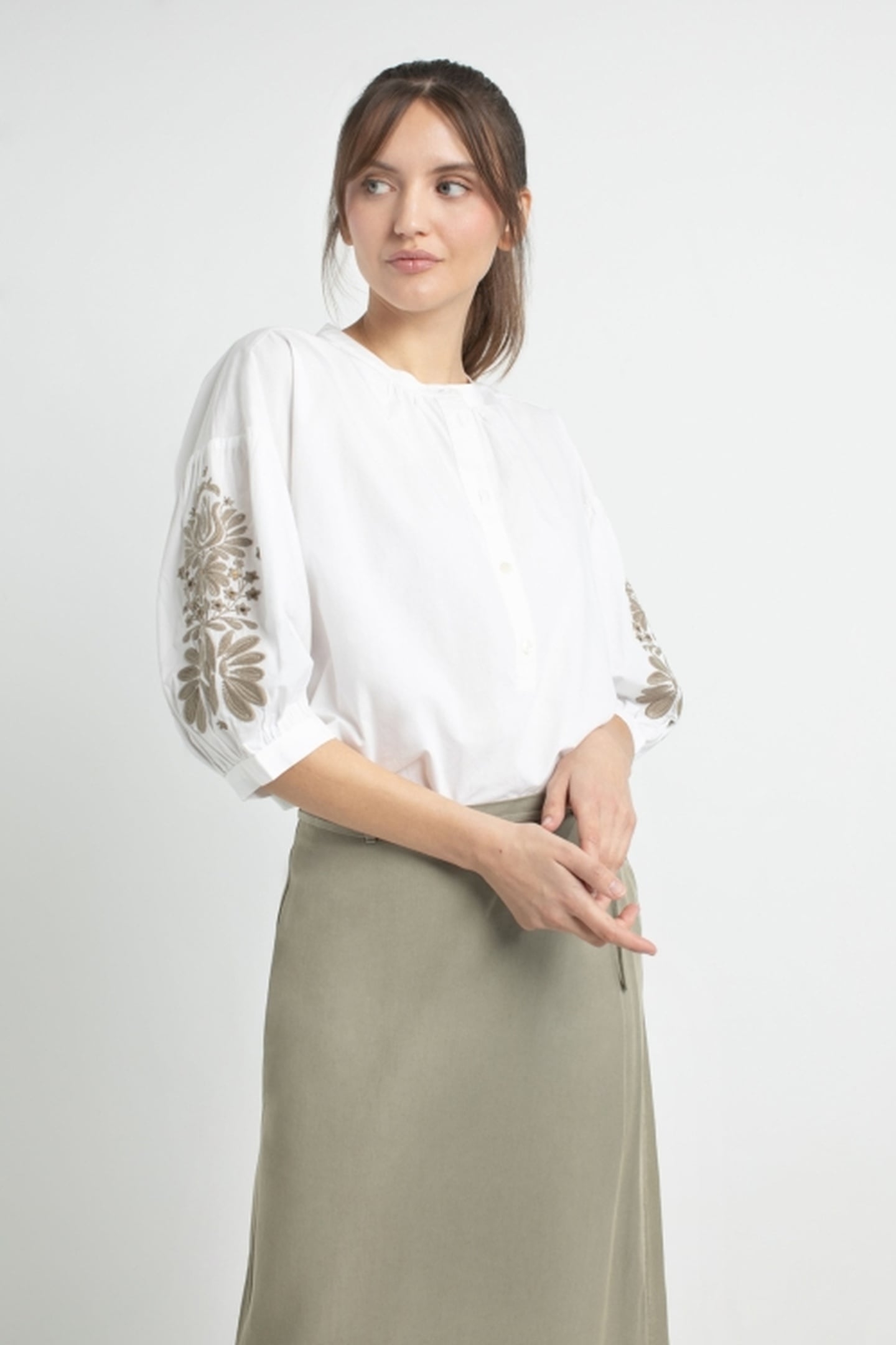 JOHNNY BLOUSE LIGHT OLIVE PRINT 1