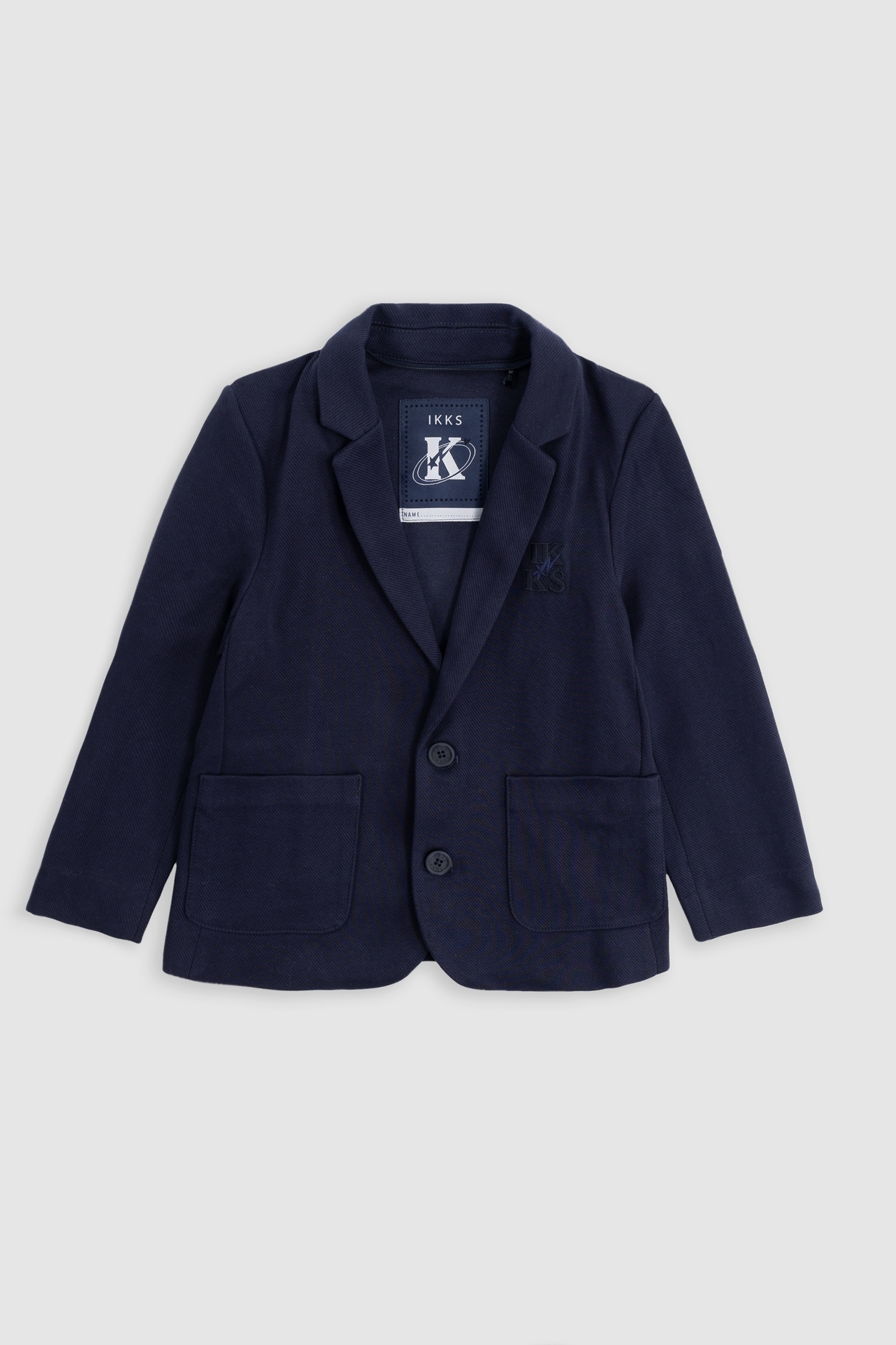BOYS' NAVY SUIT JACKET WITH REMOVABLE PIPING 2