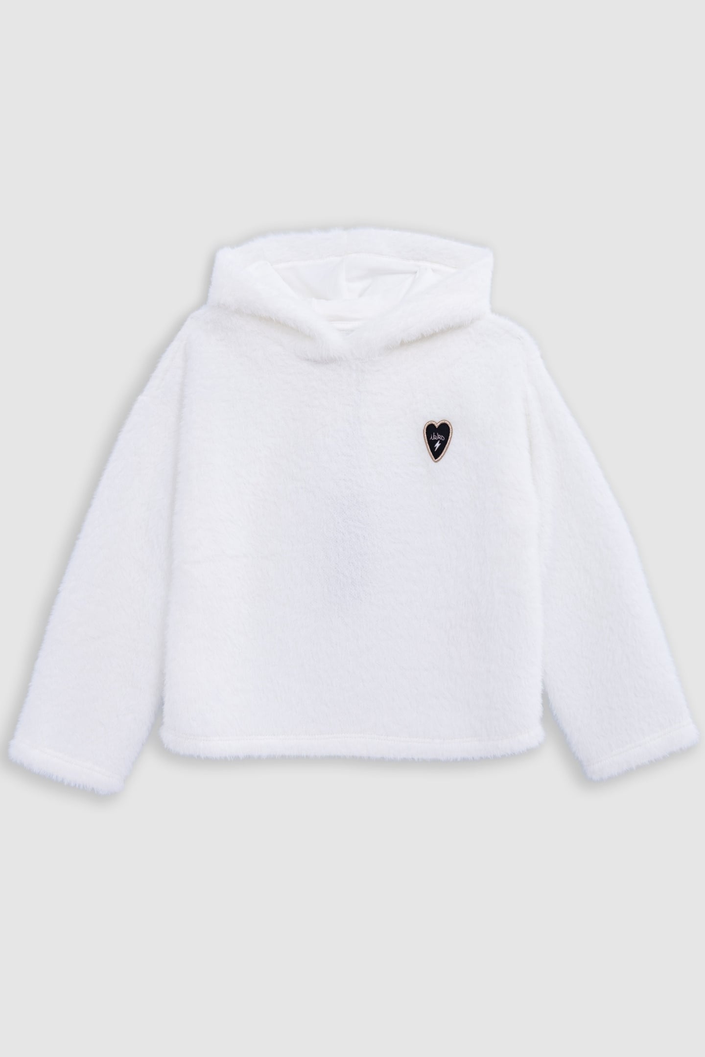 GIRL'S KNITTED HOODED SWEATSHIRT ECRU 1