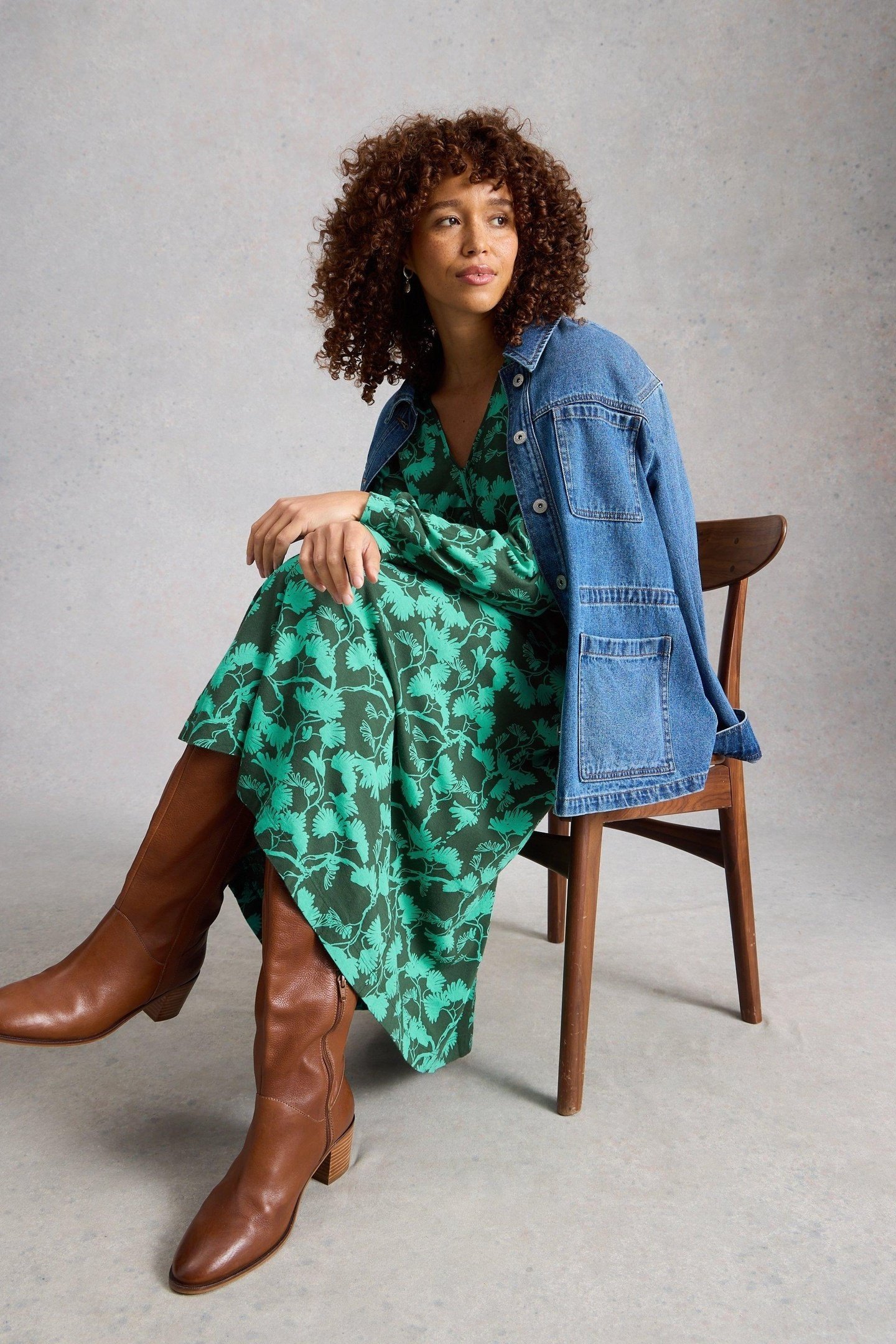 MEGAN JERSEY DRESS GREEN PRINT 5