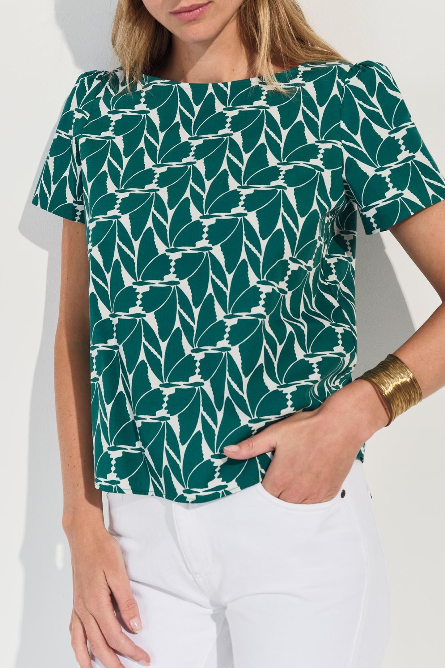 COPAL - ARTY GREEN FOLIAGE PRINT TOP 1