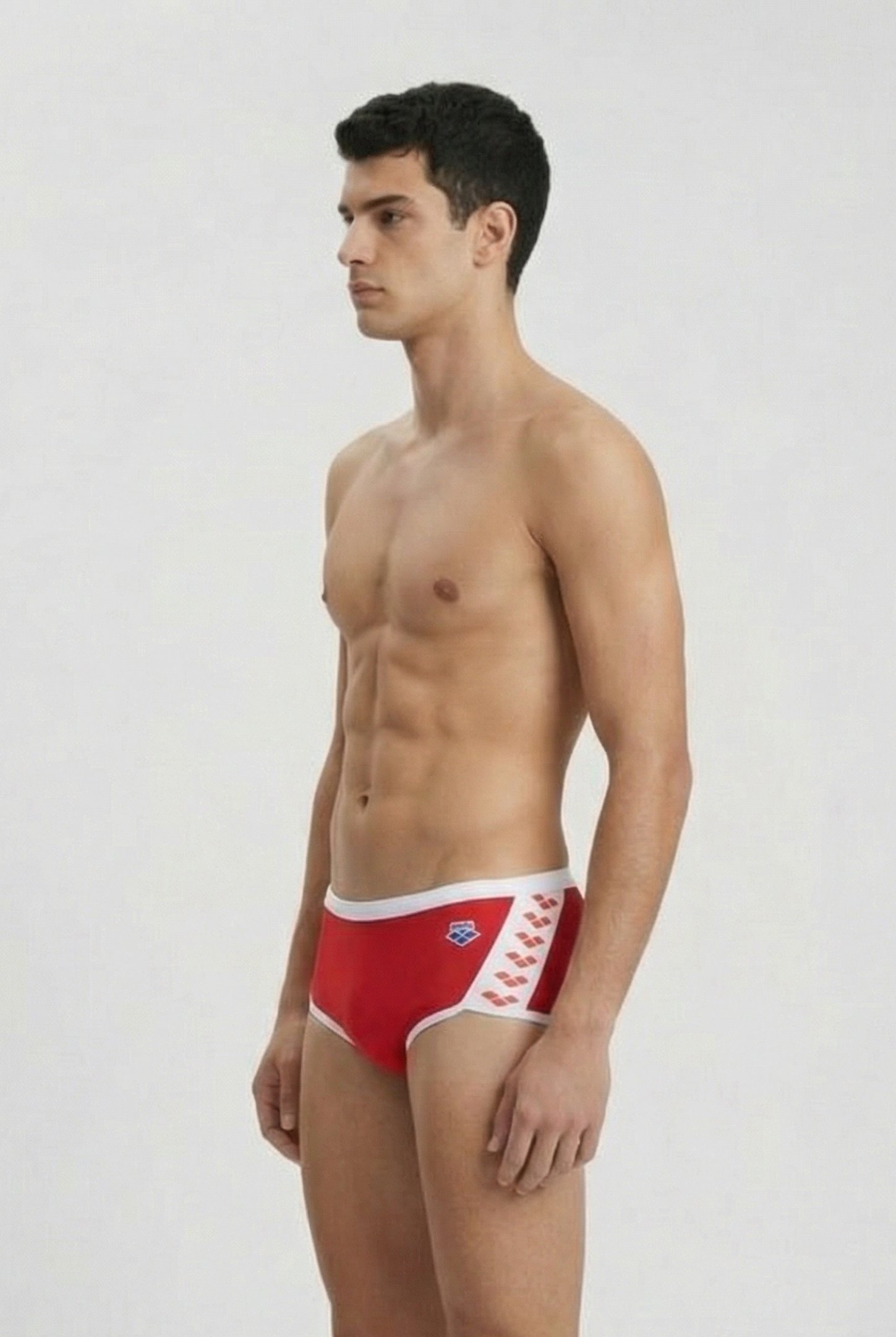 MEN'S ARENA ICONS SWIM LOW WAIST SHORT S RED WHITE 3