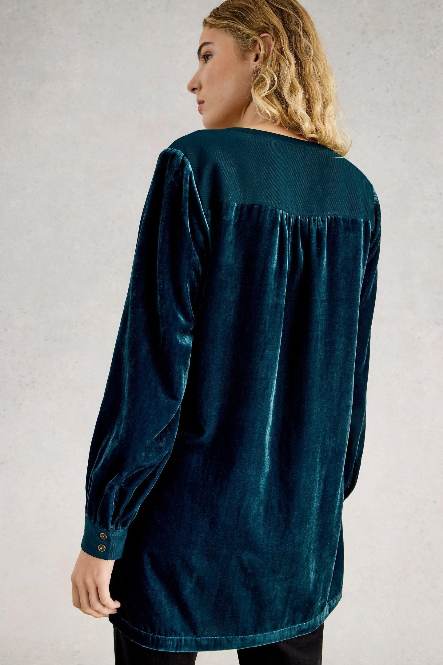 OLIVE VELVET TUNIC DARK TEAL 2