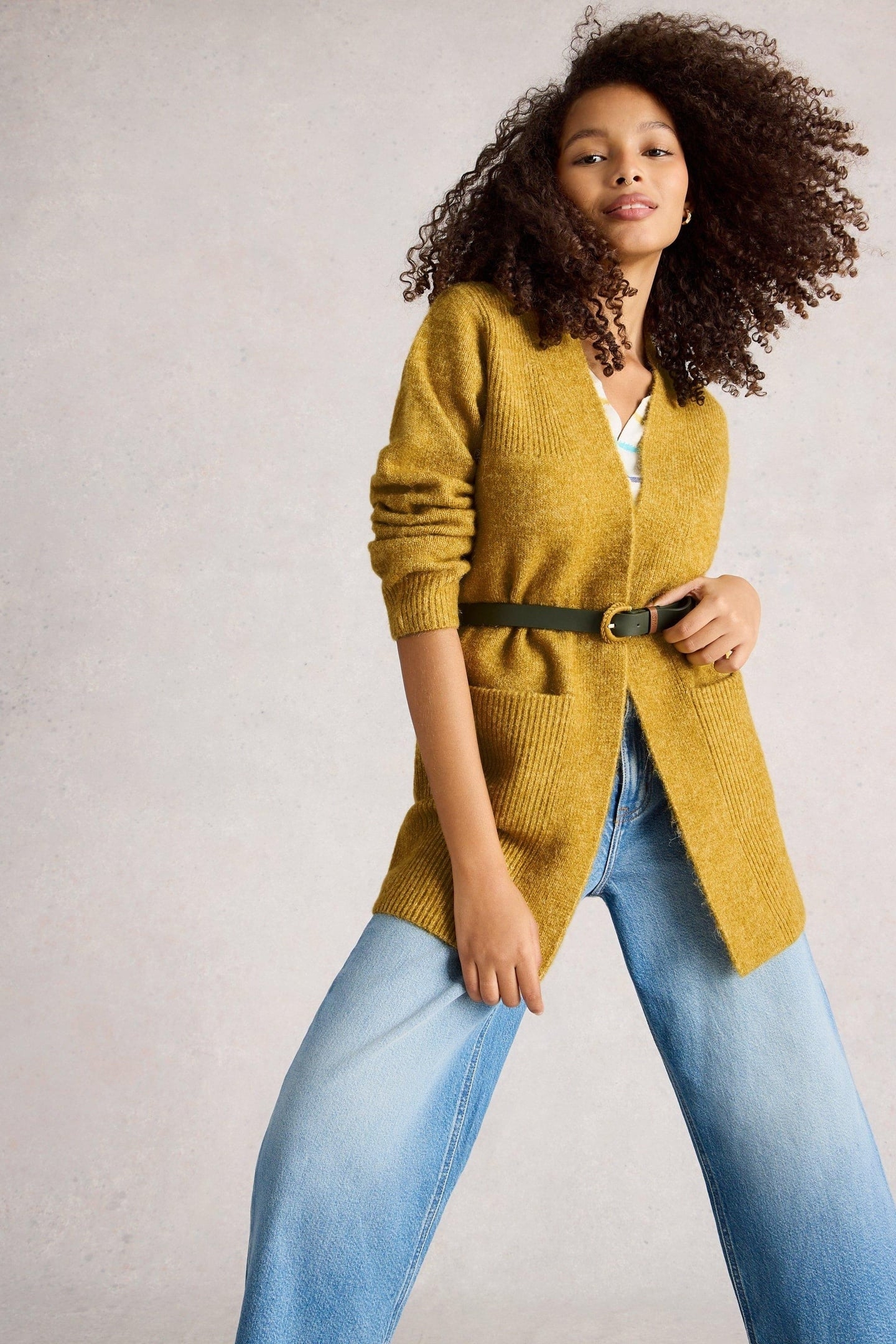 ERIN LONG LINE CARDI MID CHARTREUSE 1