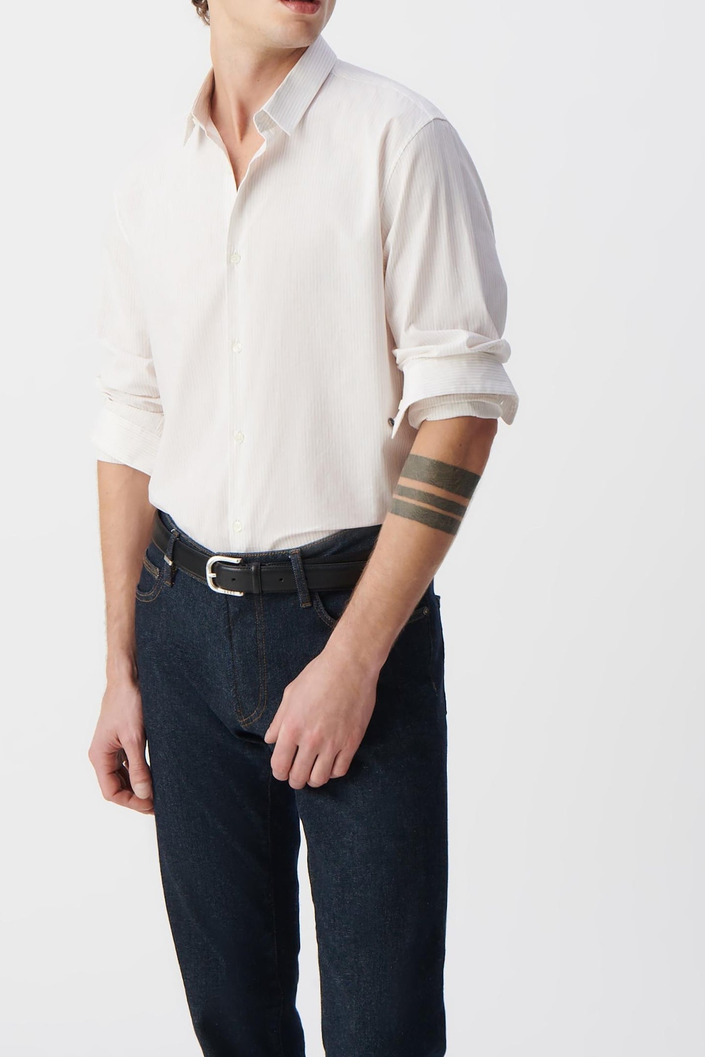 BEIGE SLIM SHIRT WITH WATERCOLOUR STRIPES 3