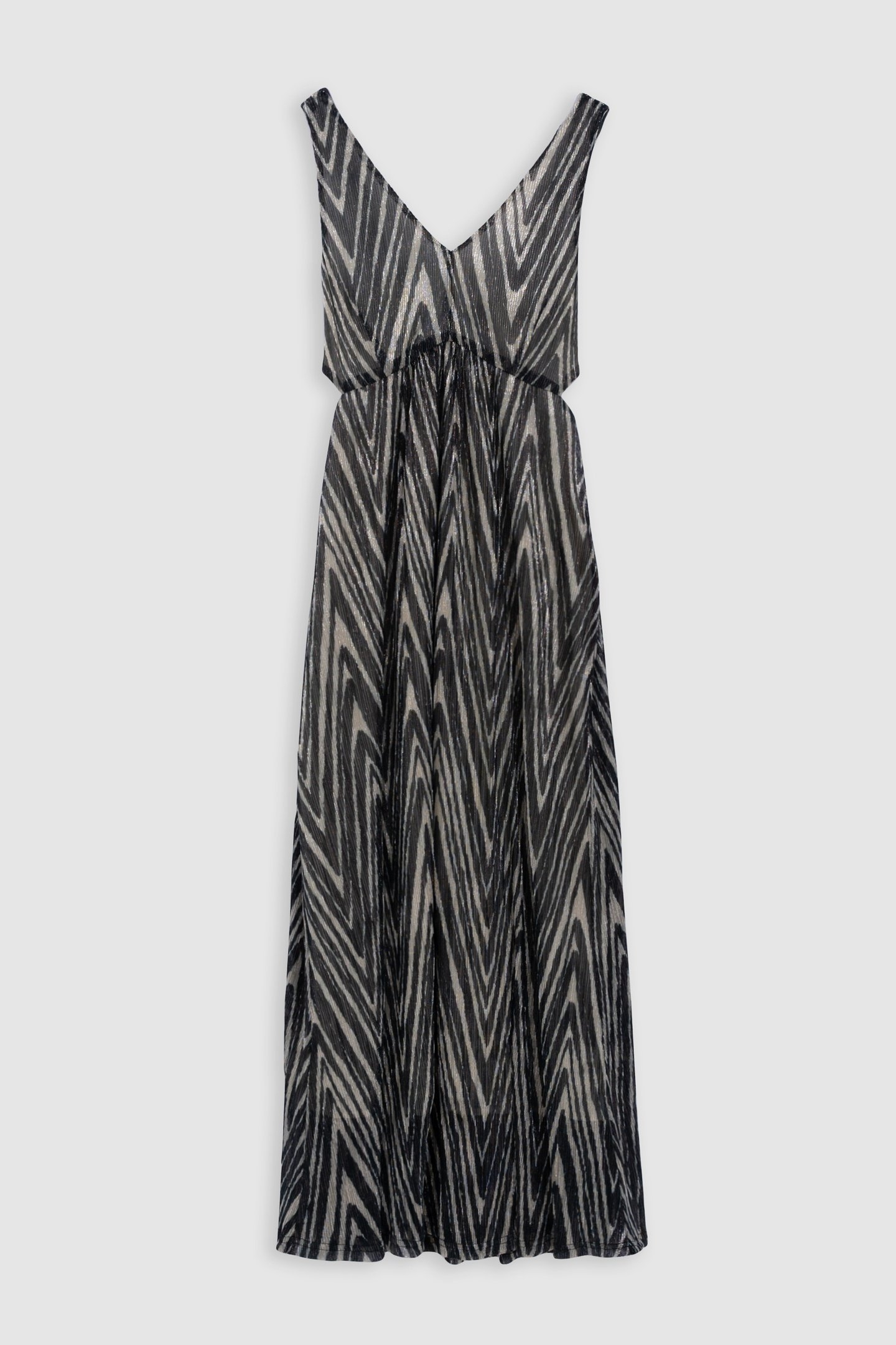 BLACK LONG DRESS WITH GOLD HERRINGBONE PATTERN 6