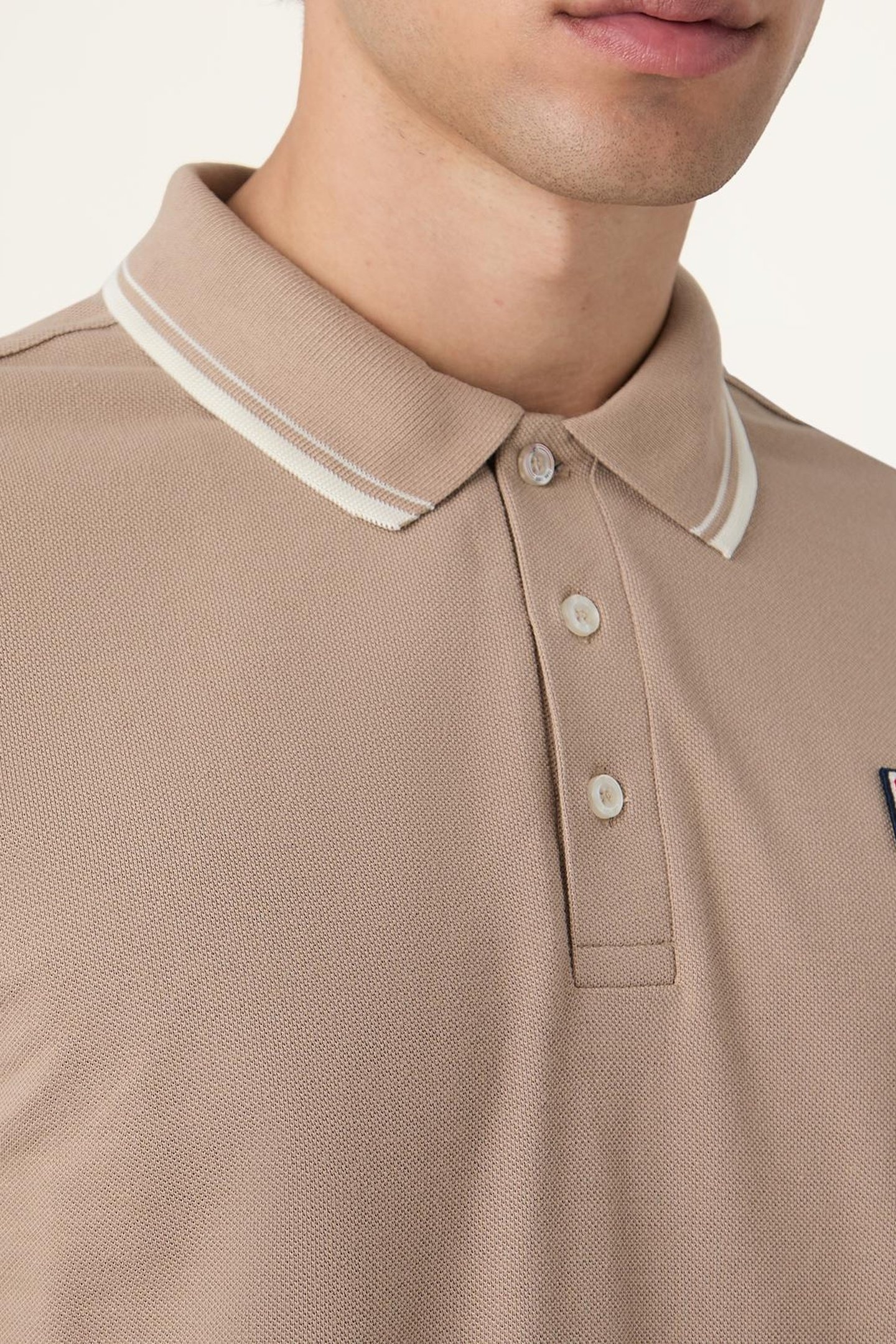 BIELLA REGULAR TIPPED LONG SLEEVE POLO SHIRT TAUPE GRAY 6