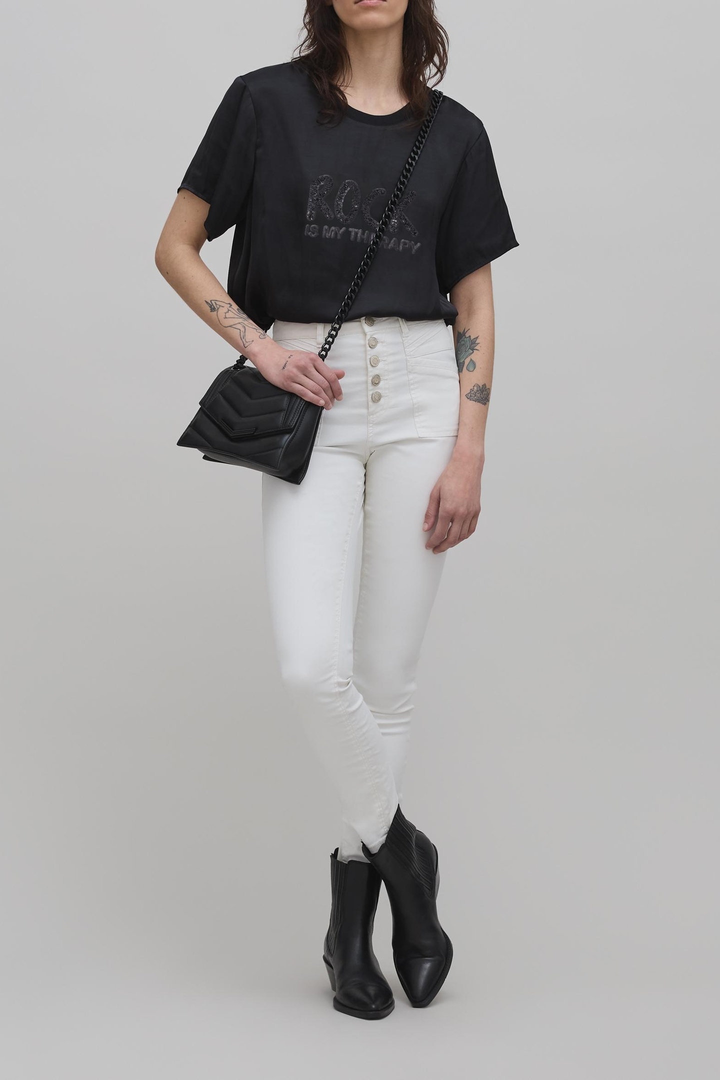 BLACK RECYCLED POLYESTER SEQUIN EMBROIDERED 4