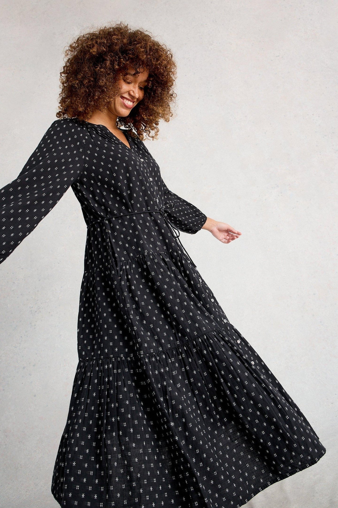 GINA MIDI DRESS BLACK MULTI 4