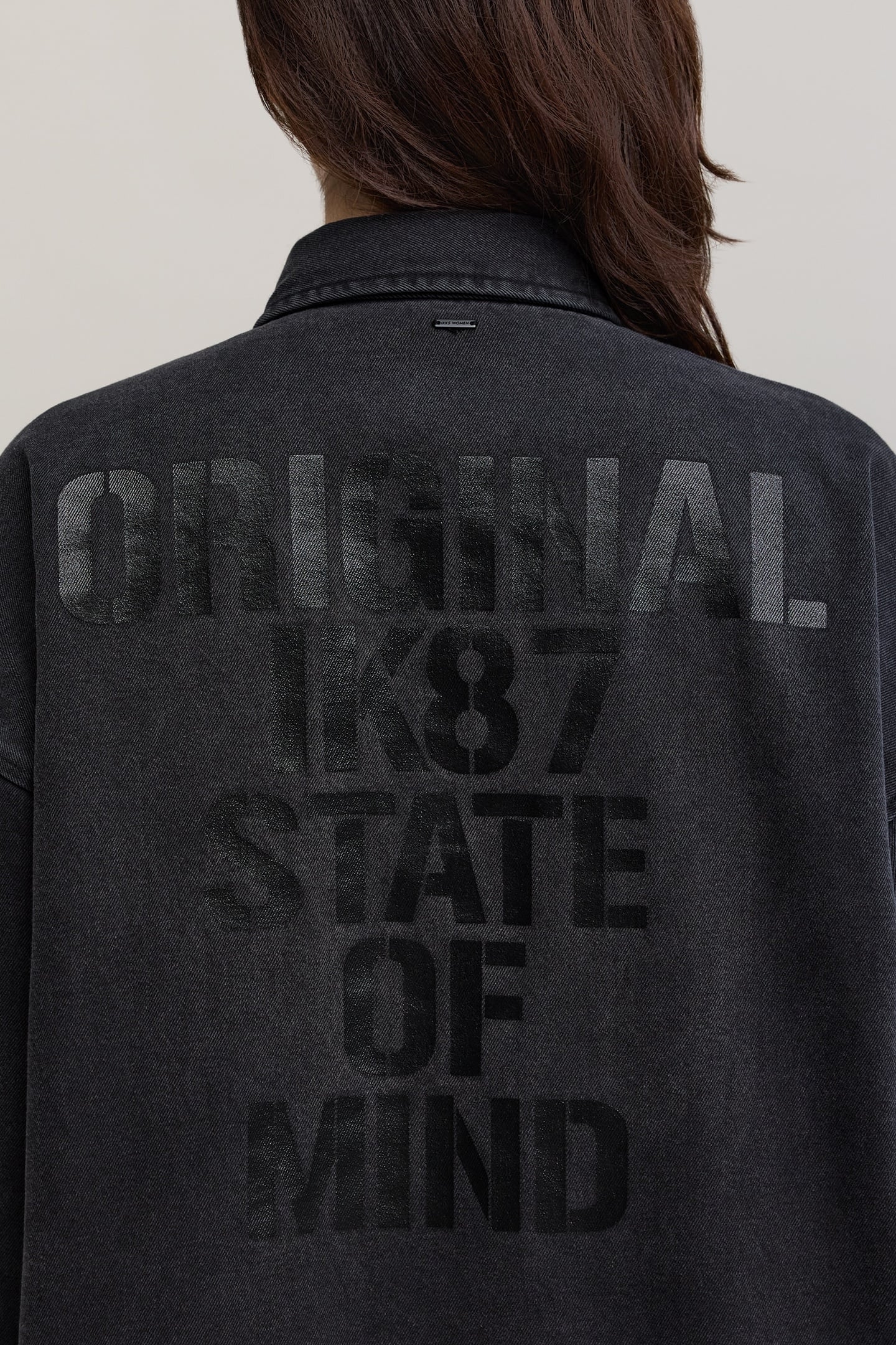 BLACK HERRINGBONE PRINT DENIM SHIRT DRESS WOMEN 4