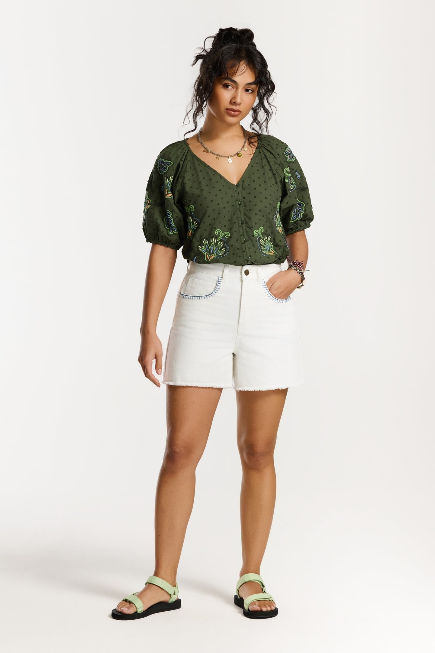 ERIN DOBBY BLOUSE GREEN PINES DOBBY 2