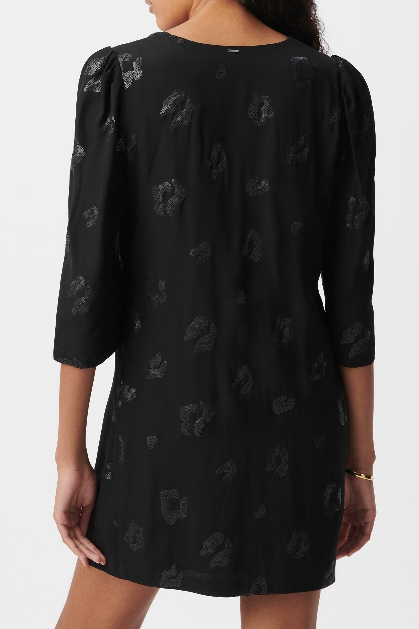 BLACK SEQUIN-EMBROIDERED LEOPARD PRINT DRESS 3
