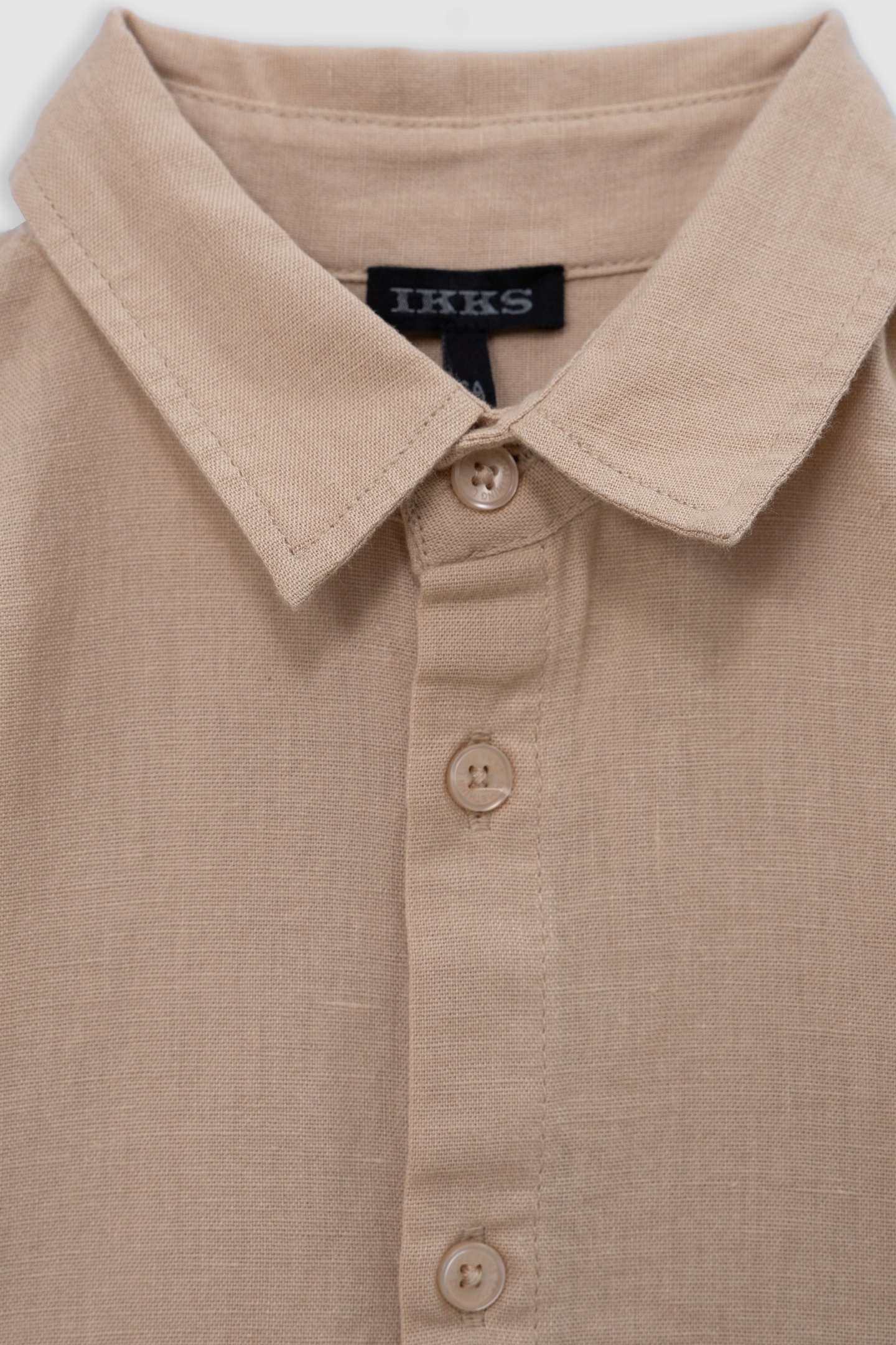BEIGE COTTON AND LINEN MIX SHIRT 4