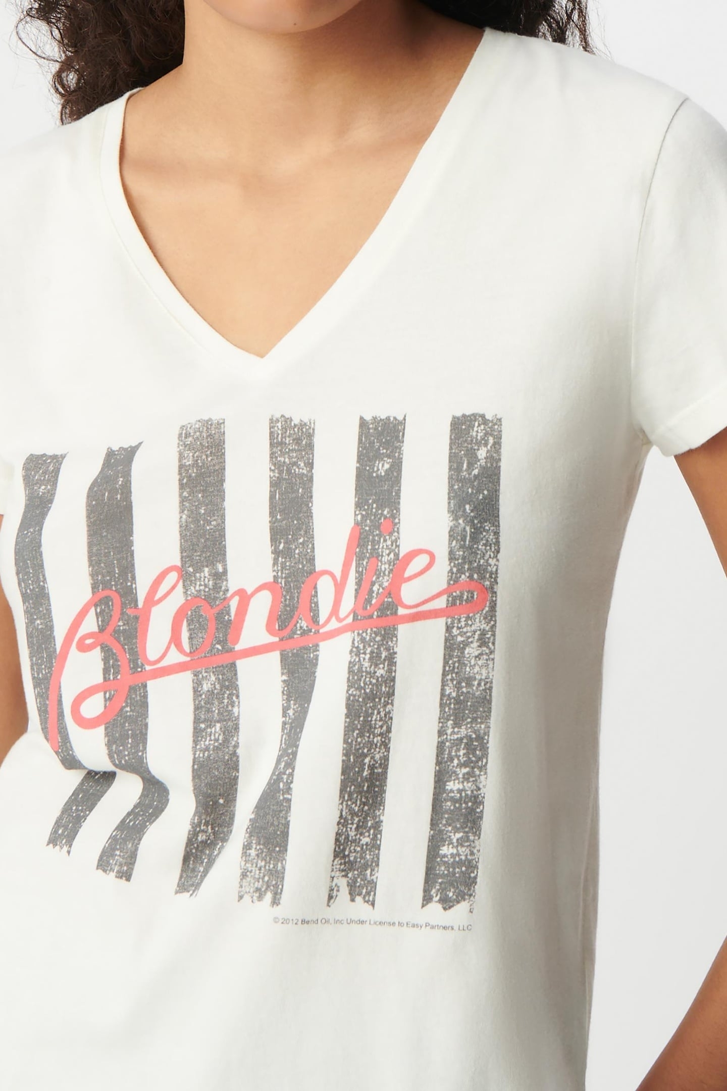 WHITE TEE-SHIRT WITH BLONDIE MESSAGE AND STRIPES 6
