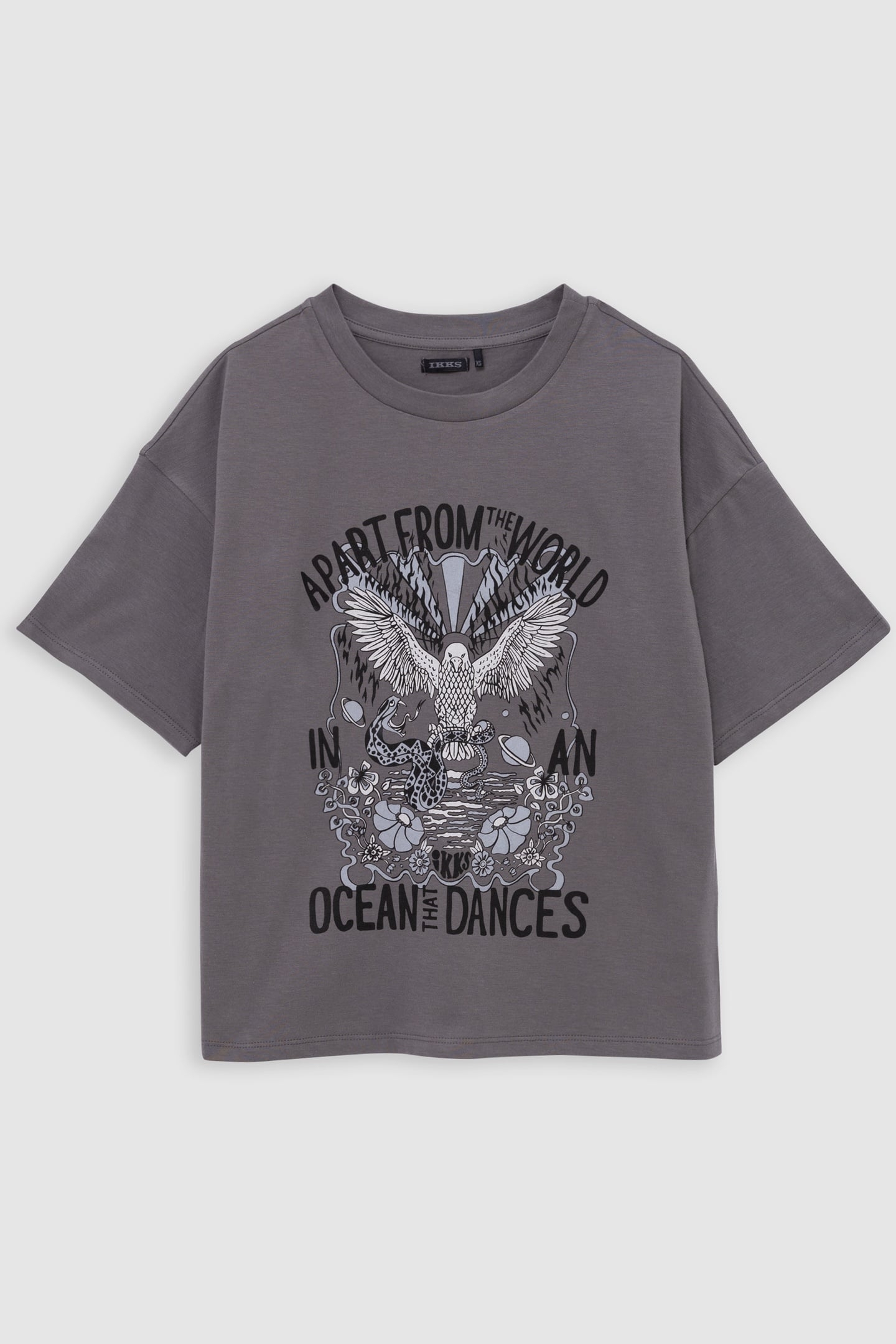 GIRL'S VISUAL EAGLE T-SHIRT IN GREY ORGANIC COTTON 1