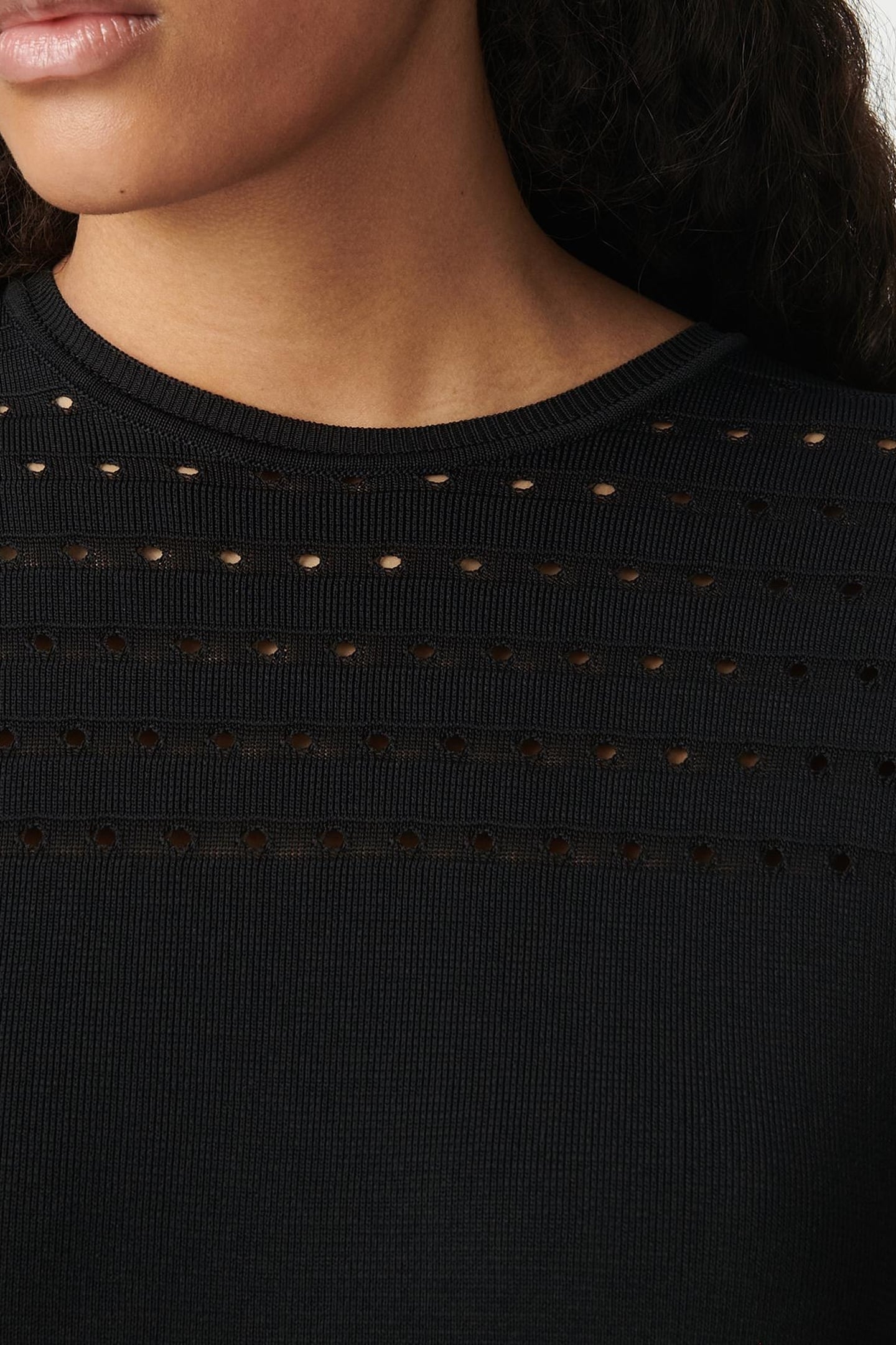 BLACK OPENWORK KNIT DRESS 6