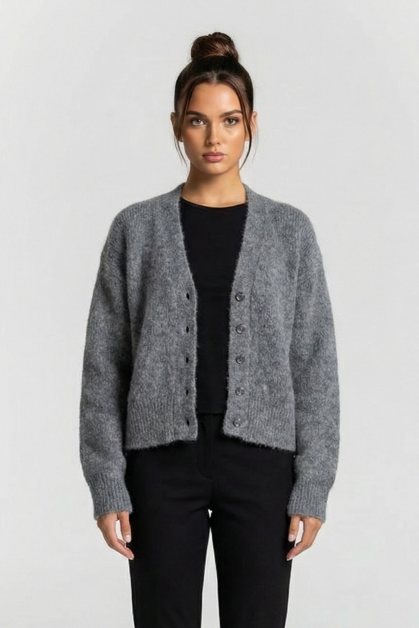 JADE CARDIGAN DARK GREY MELANGE 1