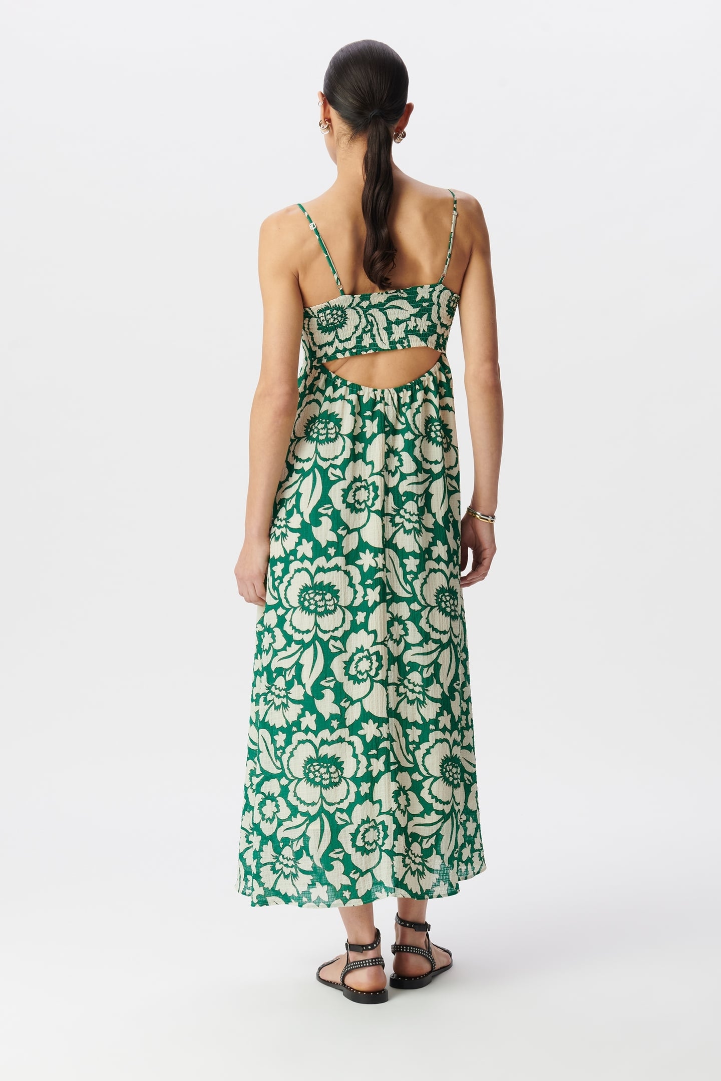 GREEN MAXI DRESS WITH TROPICAL PRINT 3