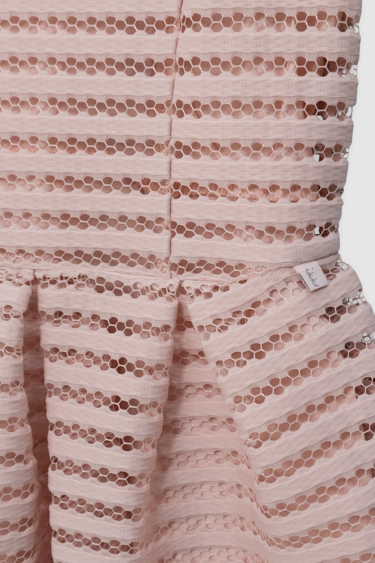 PINK STRIPED OPENWORK LACE DRESS 5
